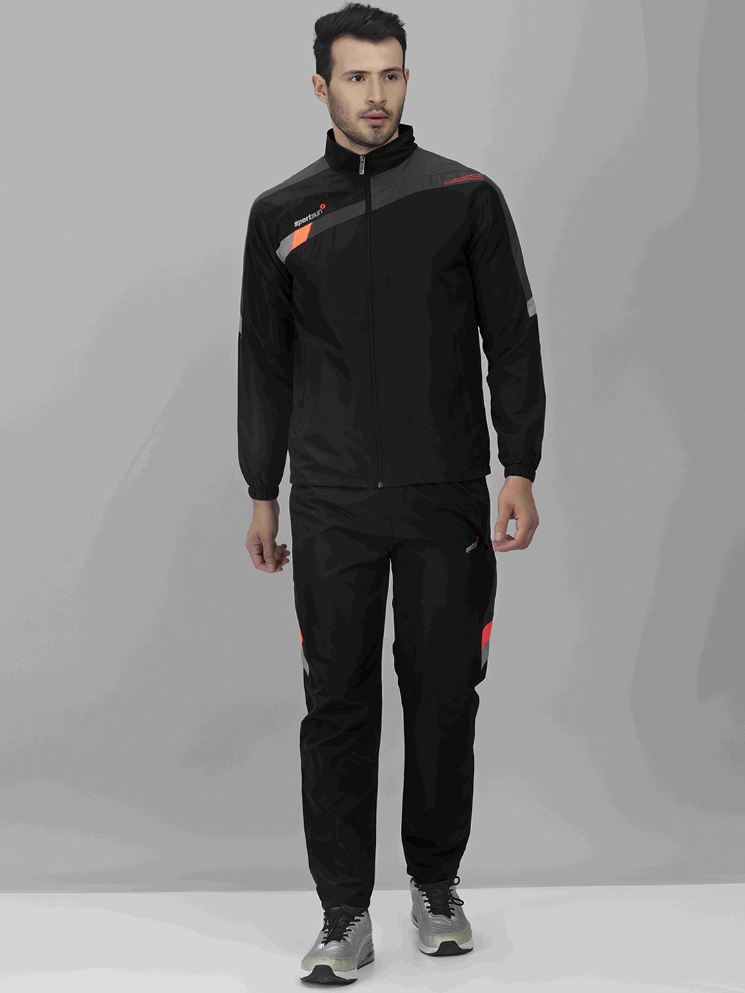 

SPORT SUN Mock Collar Tracksuits, Black