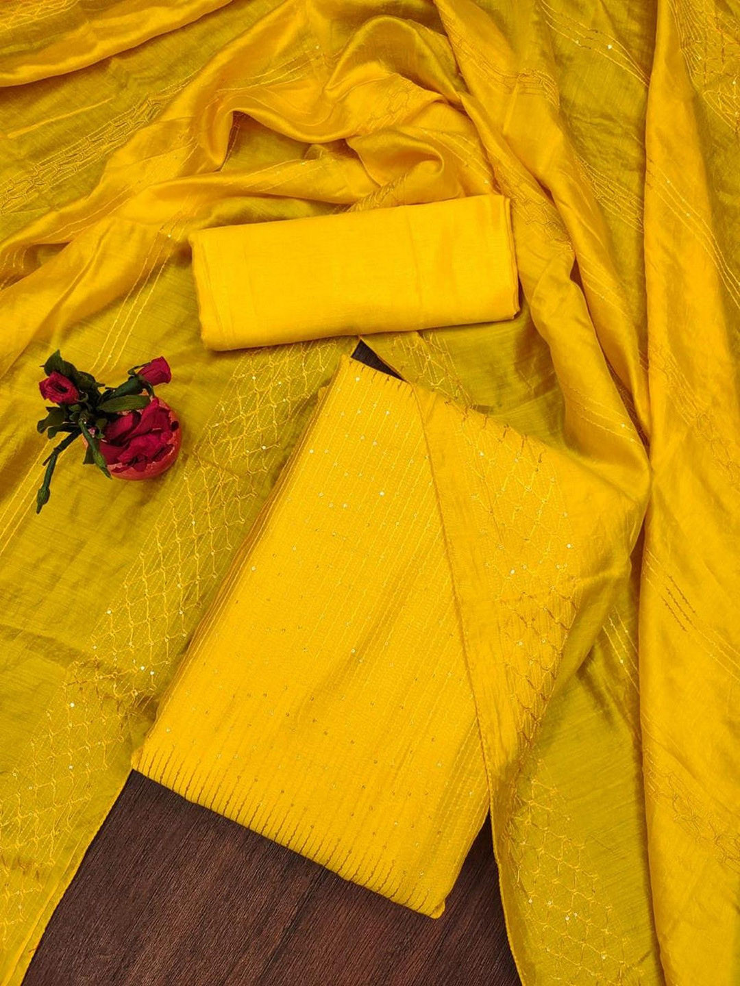 

ZEEPKART Unstitched Dress Material, Yellow
