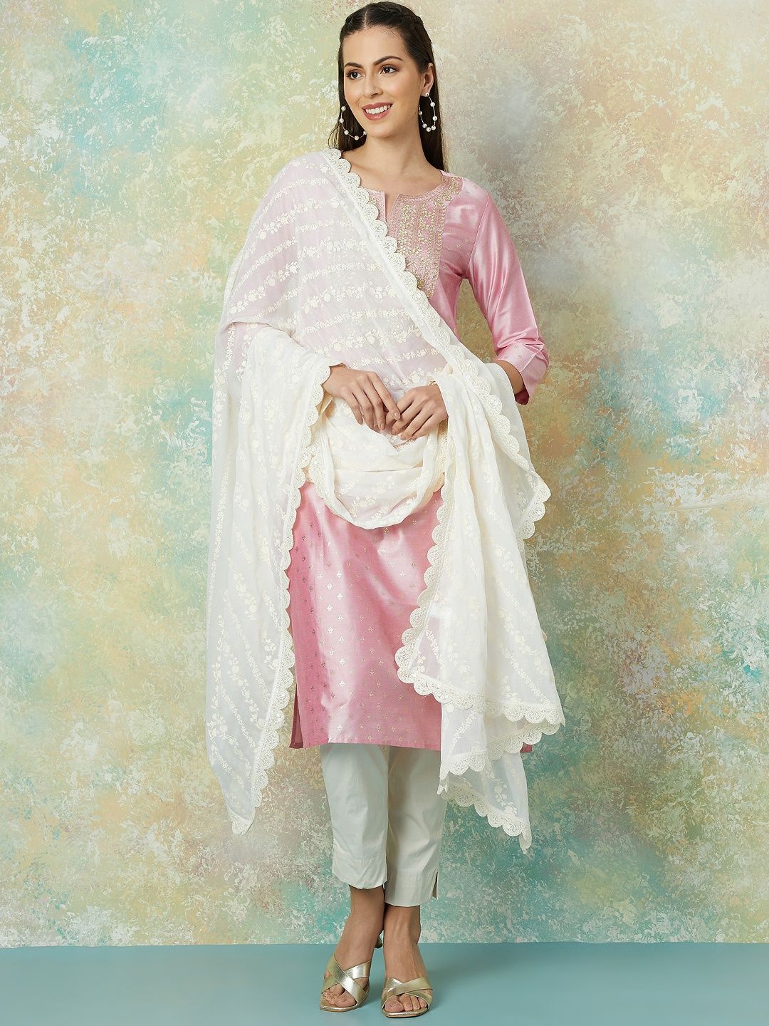 

Melange by Lifestyle Embroidered Dupatta, Off white