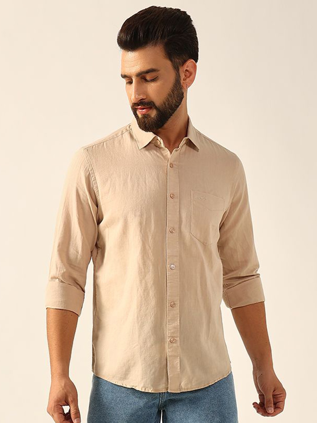 

ENSPYR Men Opaque Casual Shirt, Beige