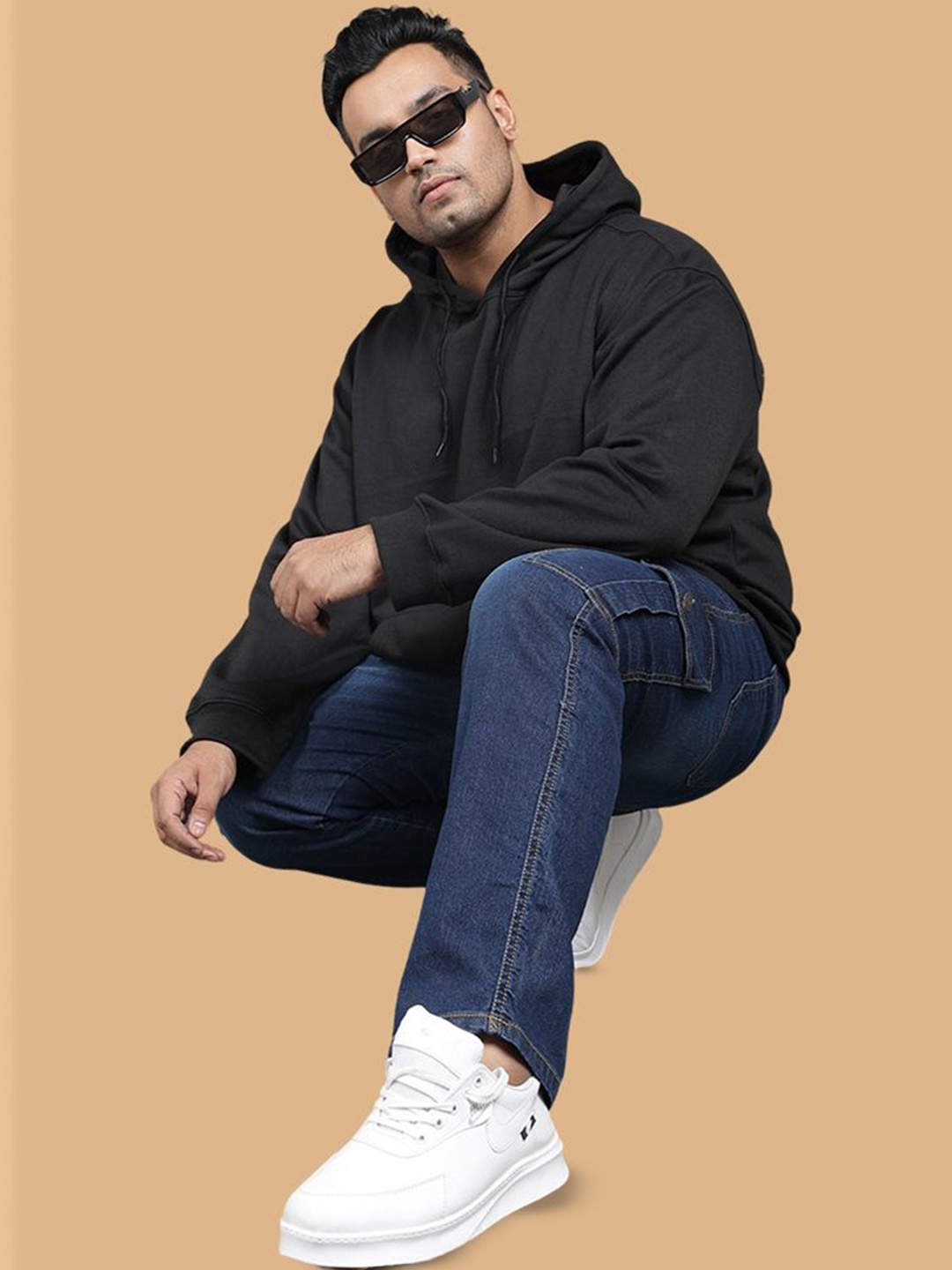 

Wear Your Opinion Men Plus Size Drop Shoulder Hooded Sweatshirt, Black