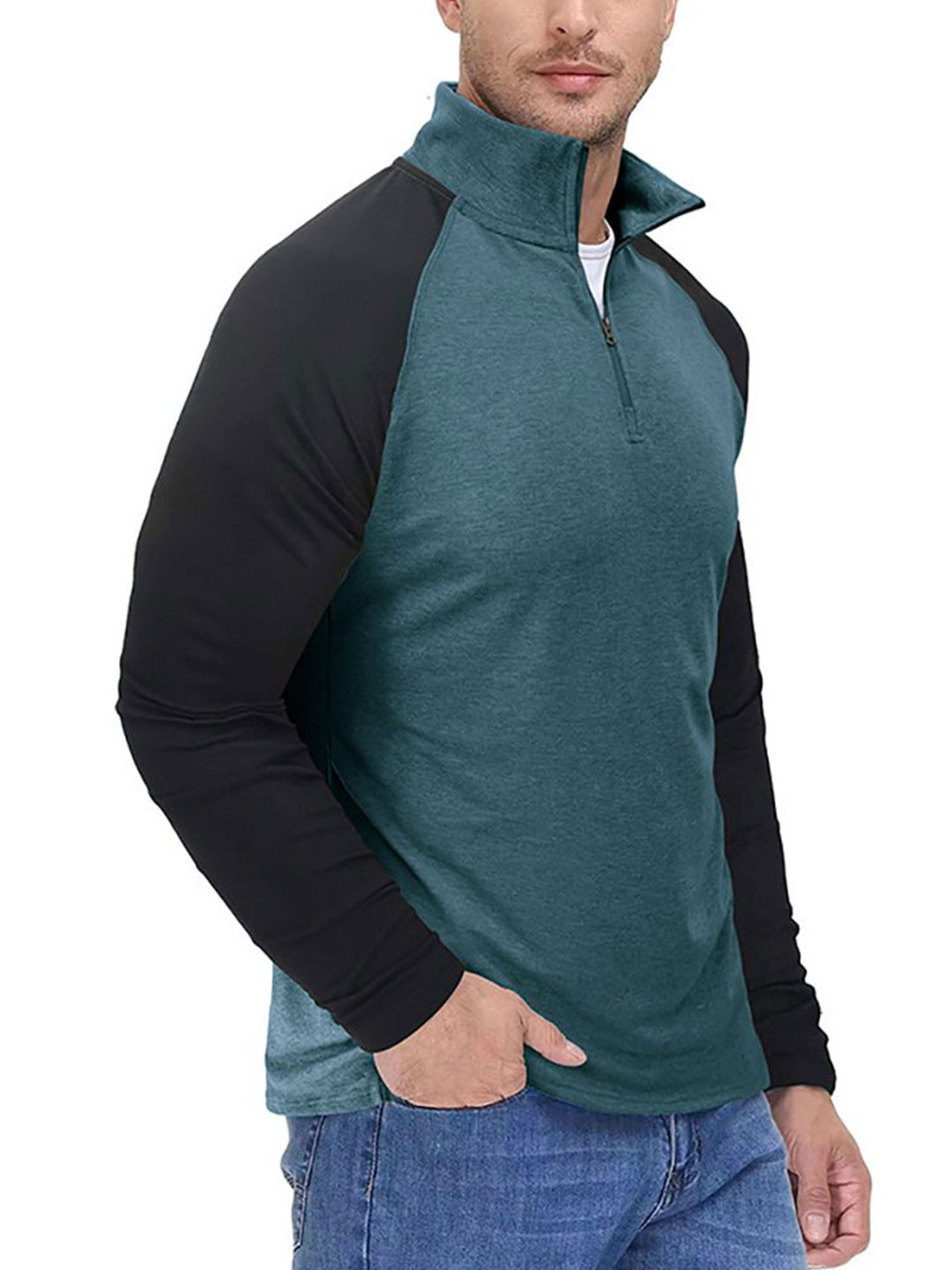 

StyleCast x Revolte Men Colourblocked Sweatshirt, Teal