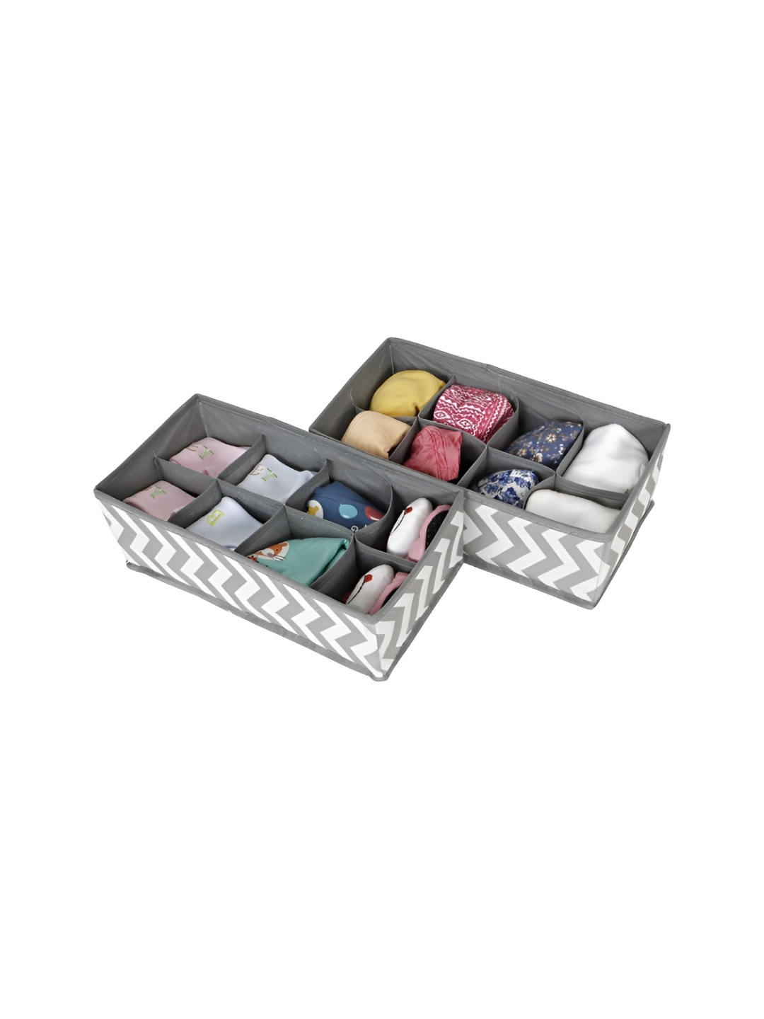 

HOKIPO Grey & White 2 Pieces Printed Multi-Utility Organisers