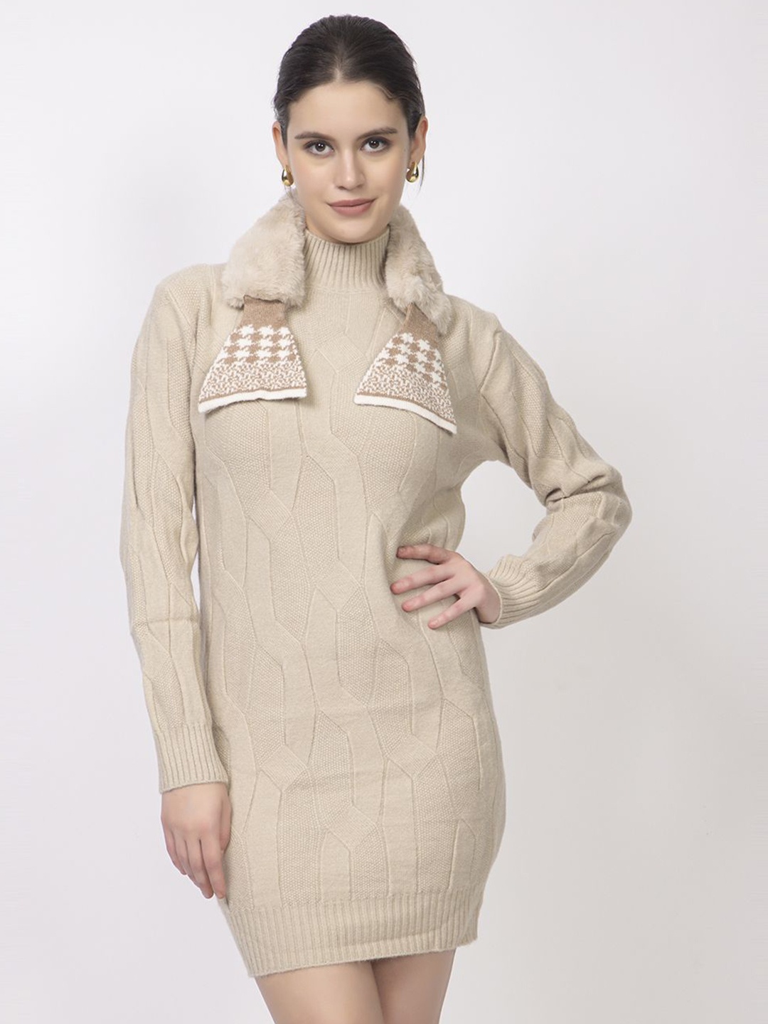 

Lory Women Woollen Jumper Dress, Beige