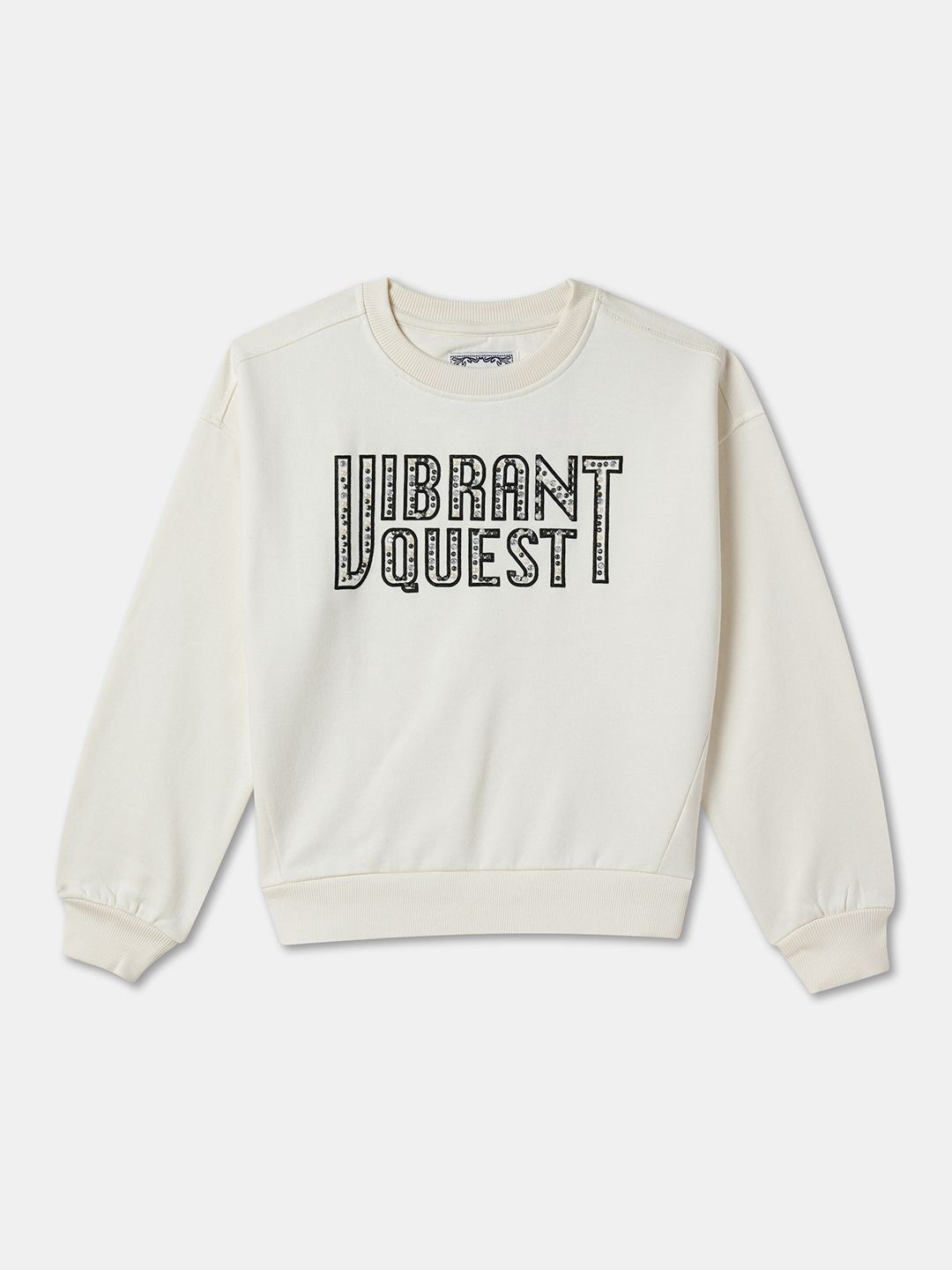 

R&B Girls Printed Round Neck Long Sleeves Sweatshirt, White
