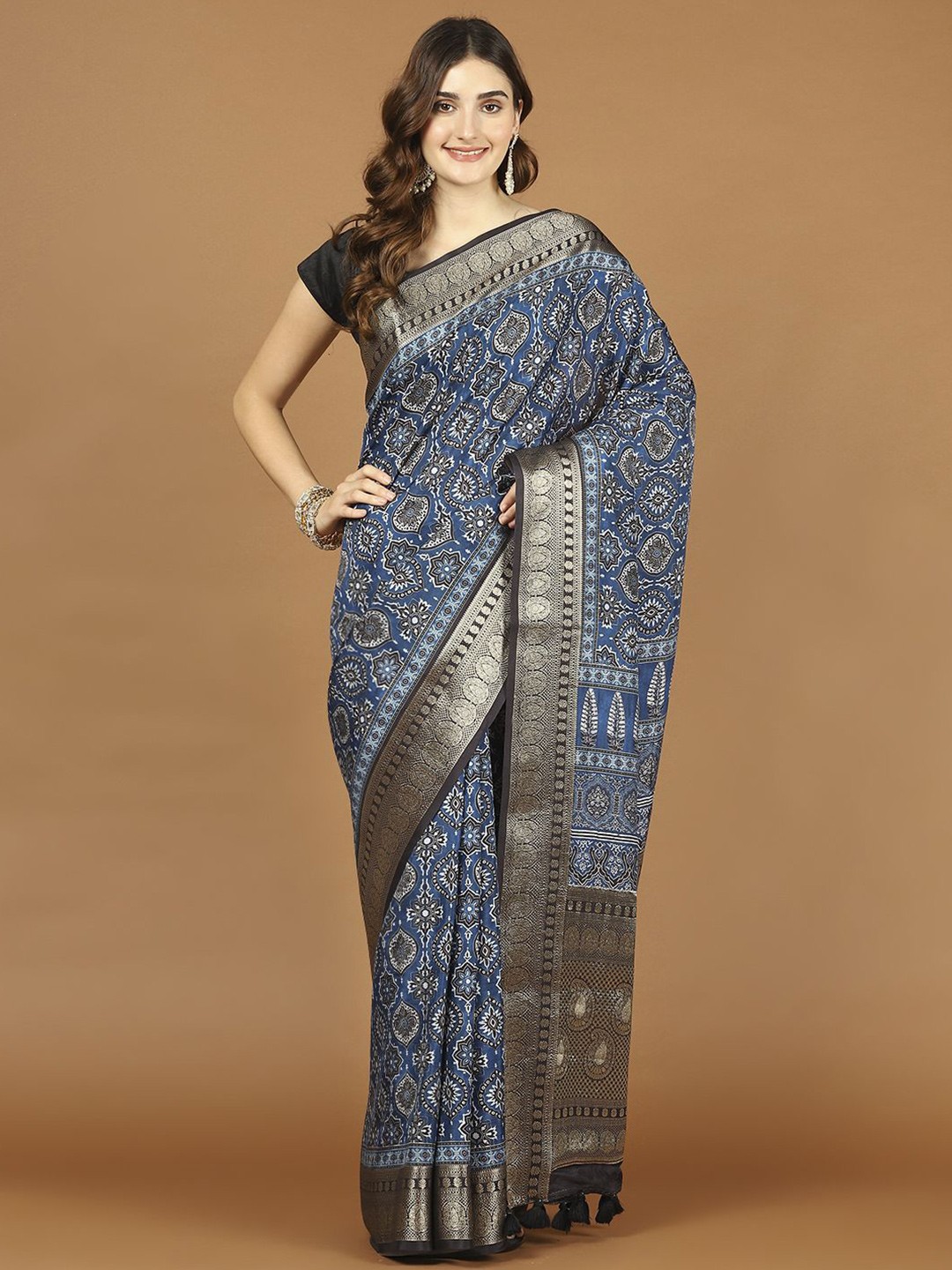 

Meena Bazaar Woven Design Zari Art Silk Saree, Blue