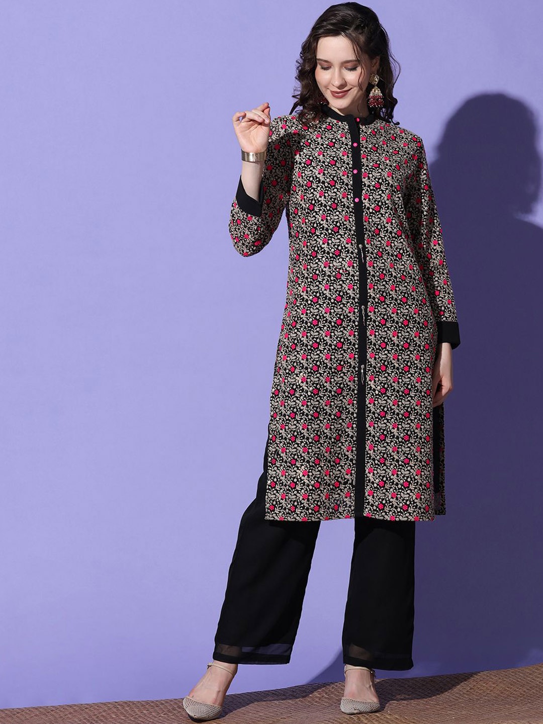 

FUTURO Embroidered Tunic With Trousers Co-Ords, Magenta