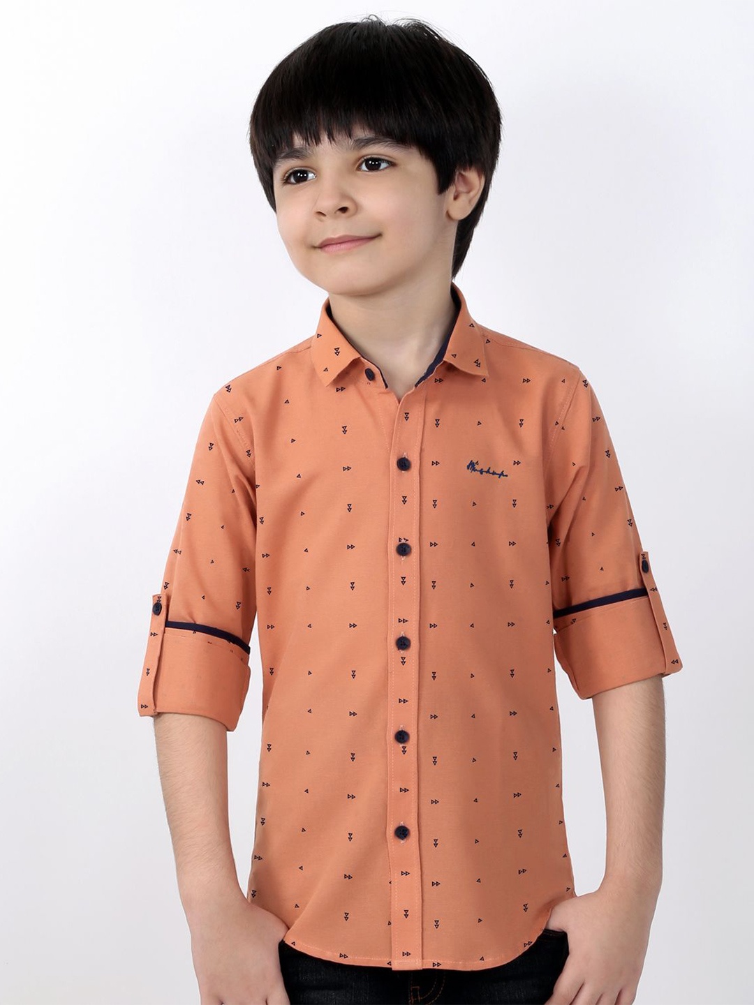 

MashUp Boys Classic Opaque Printed Casual Shirt, Rust
