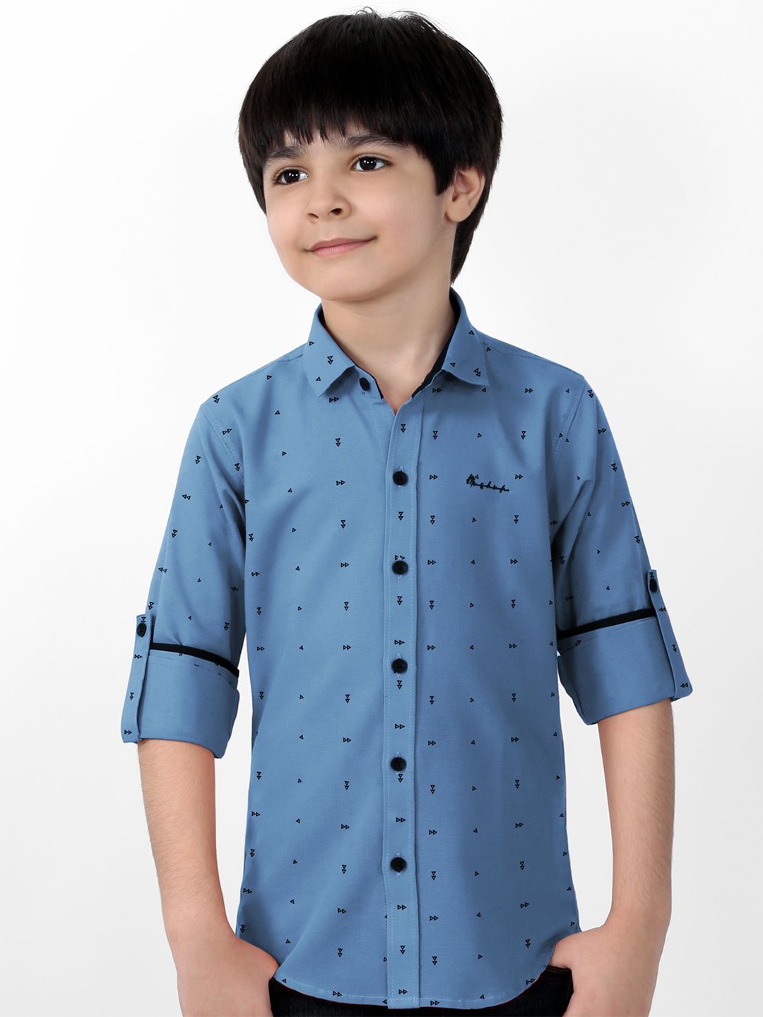 

MashUp Boys Classic Opaque Printed Casual Shirt, Blue