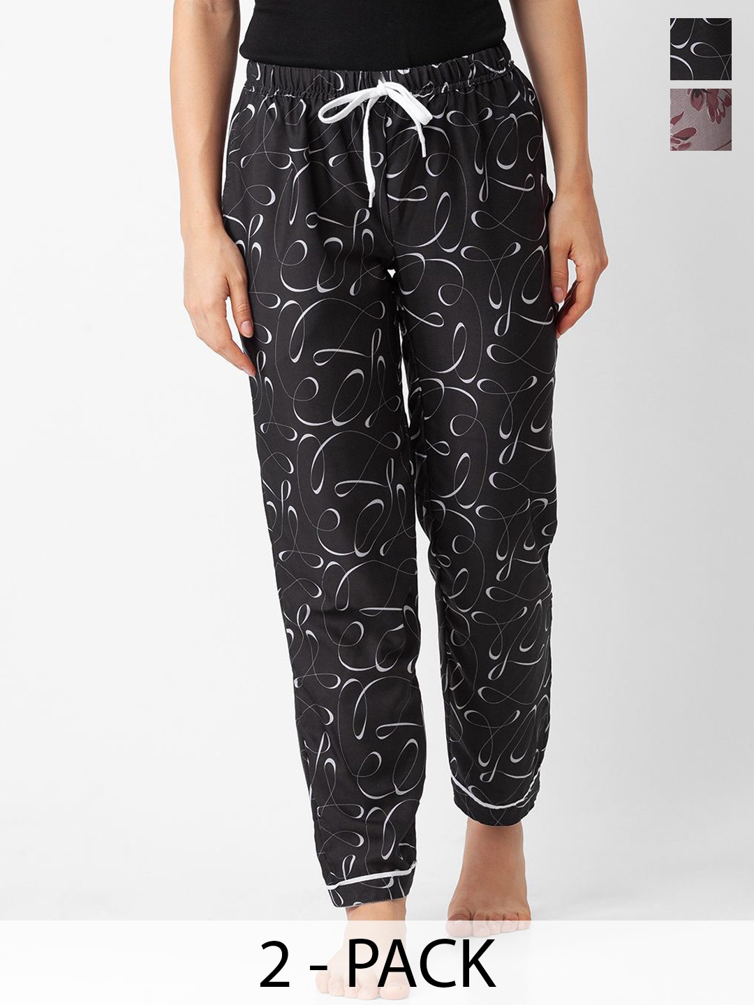 

FashionRack Women Pack of 2 Printed Lounge Pants, Black