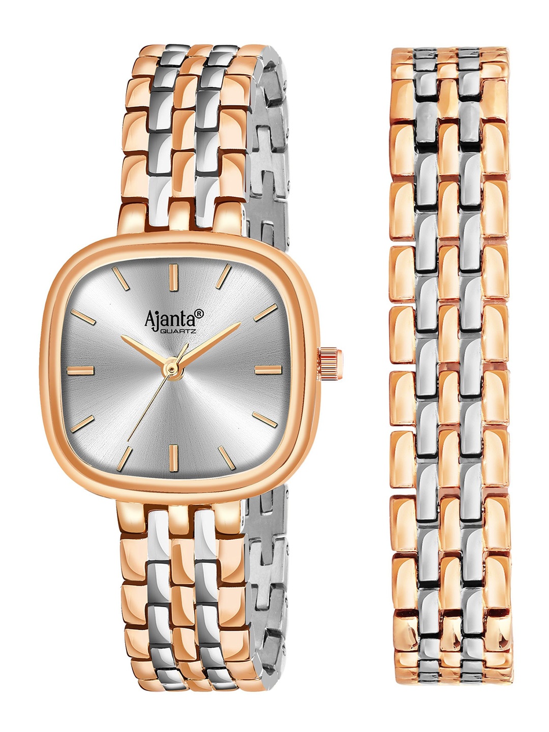 

Ajanta Quartz Women Brass Patterned Dial & Straps Analogue Watch AWC127ESL -01, Silver