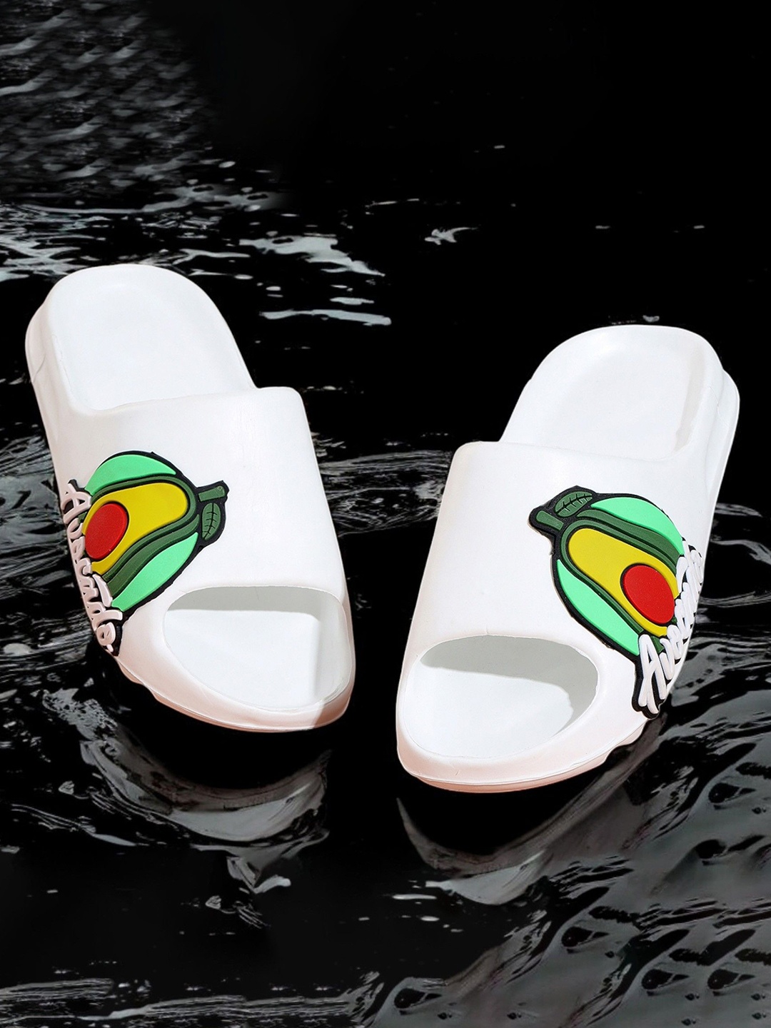 

KAPYANSH Men Printed Rubber Sliders, White