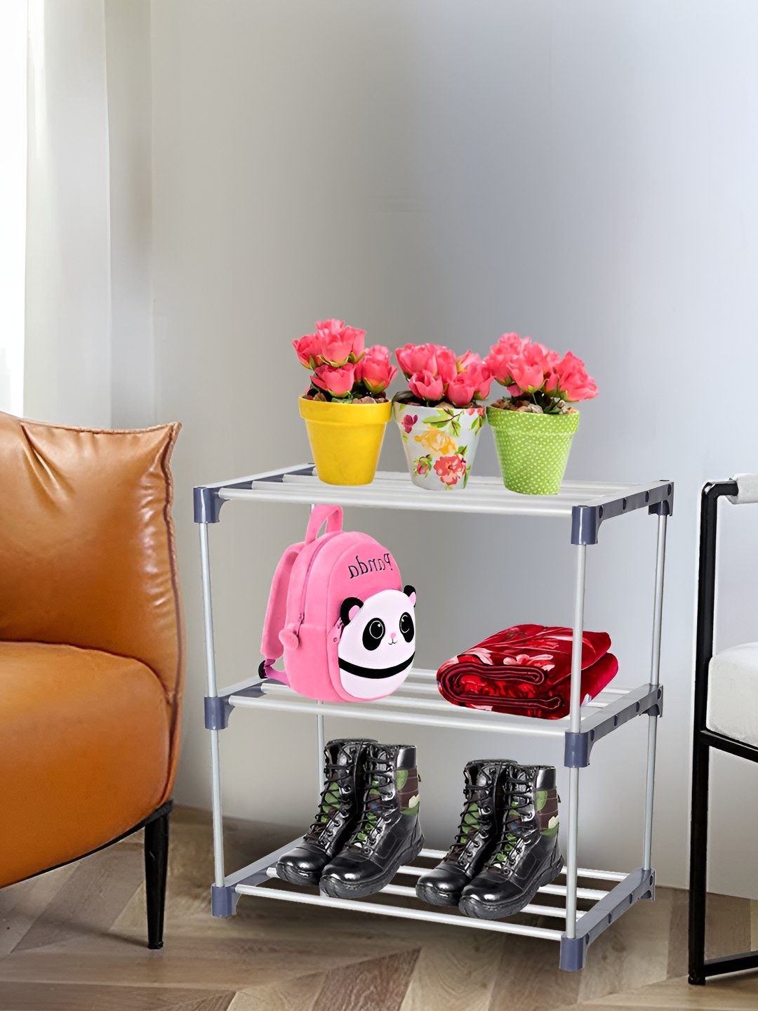 

Decent Hut Navy blue 3 Tier Rectangle Stainless Steel Shoe Rack