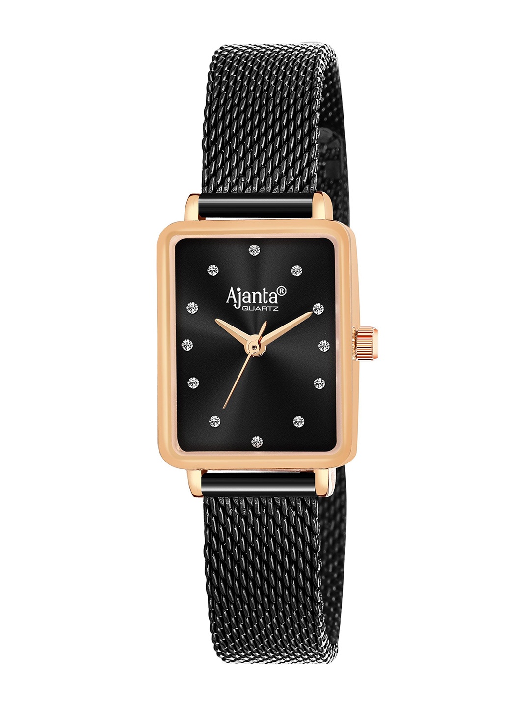 

Ajanta Quartz Women Rectangular Patterned Dial Analogue Watch AWC128ESL/-04, Black