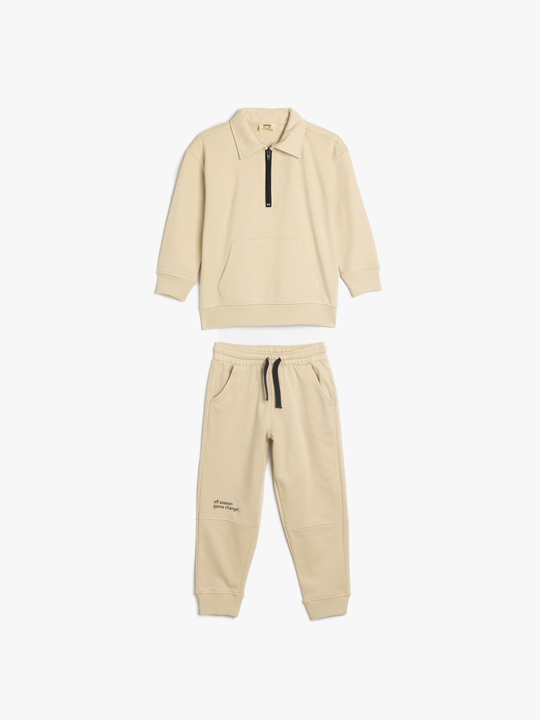 

Koton Boys Solid Casual Regular Clothing Set, Beige