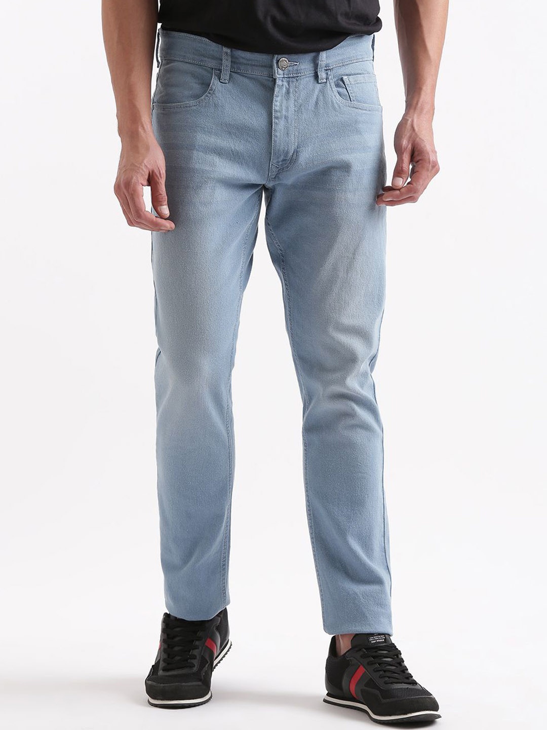 

WROGN Men Comfort Slim Fit Mid-Rise Clean Look Jeans, Blue