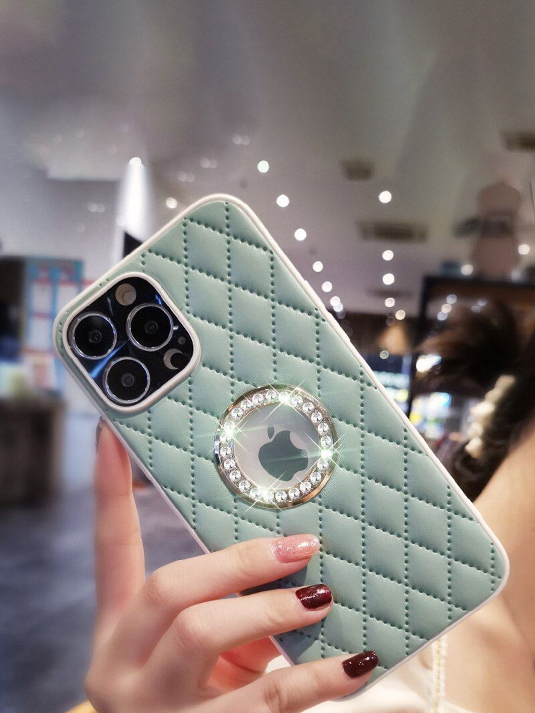 

Luxury Kase Abstract Printed iPhone 14 Pro Back Case Mobile Accessories, Green