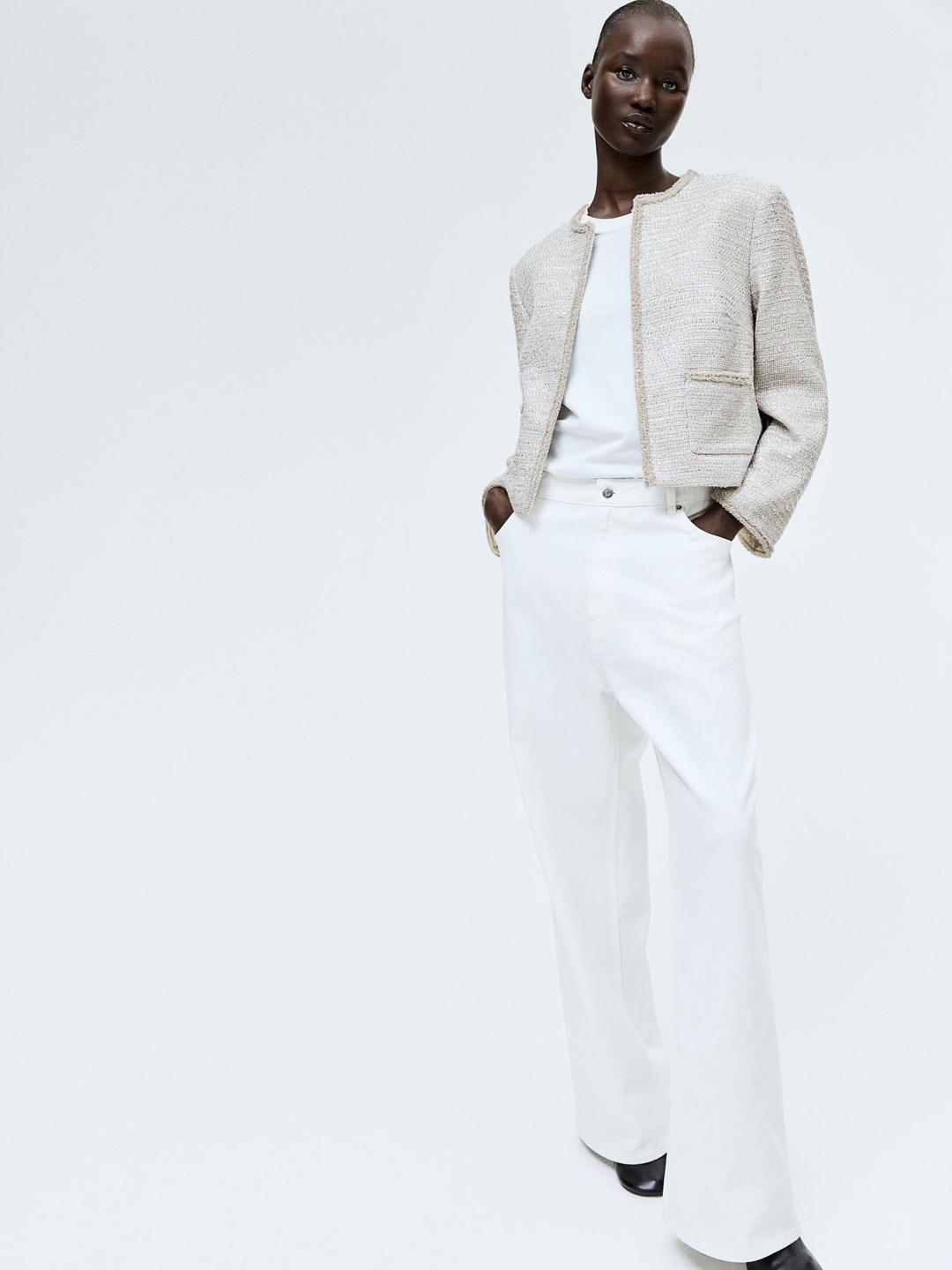 

H&M Textured-Weave Jacket, Beige