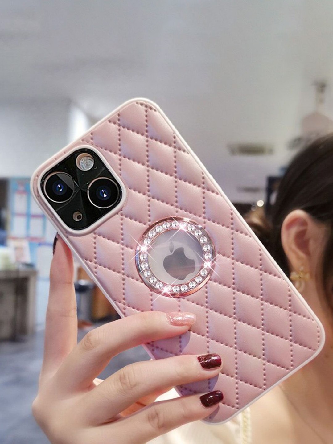 

Luxury Kase Solid Printed iPhone 13 Back Case Mobile Accessories, Pink