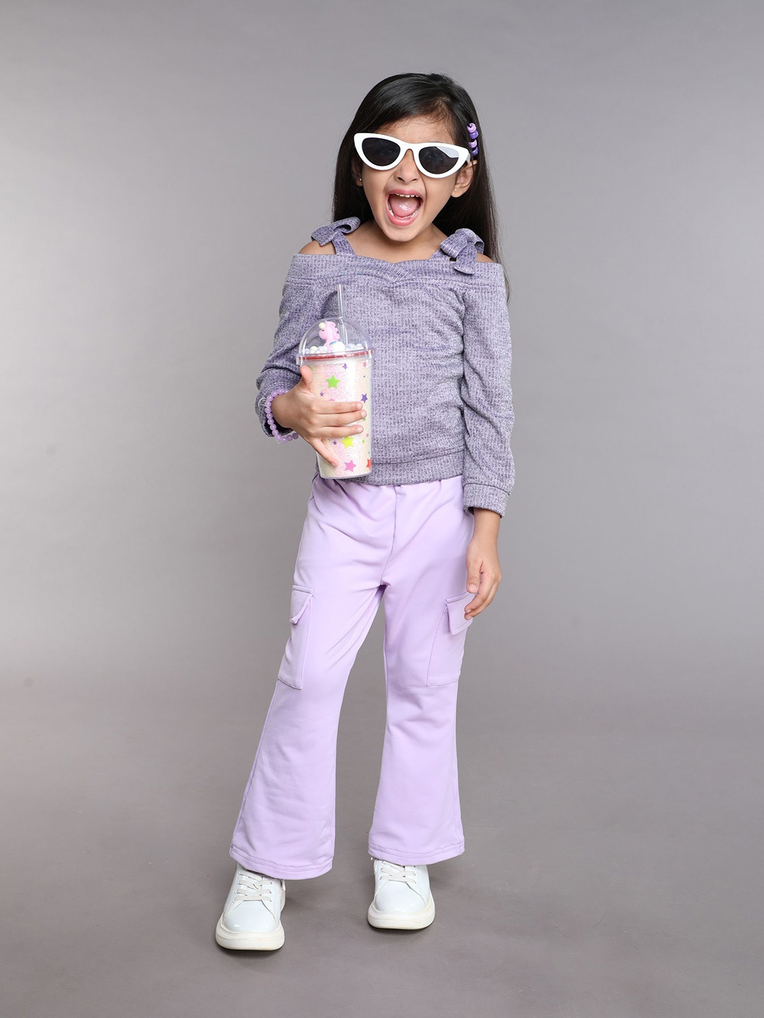 

taffykids Girls Top with Trousers, Purple