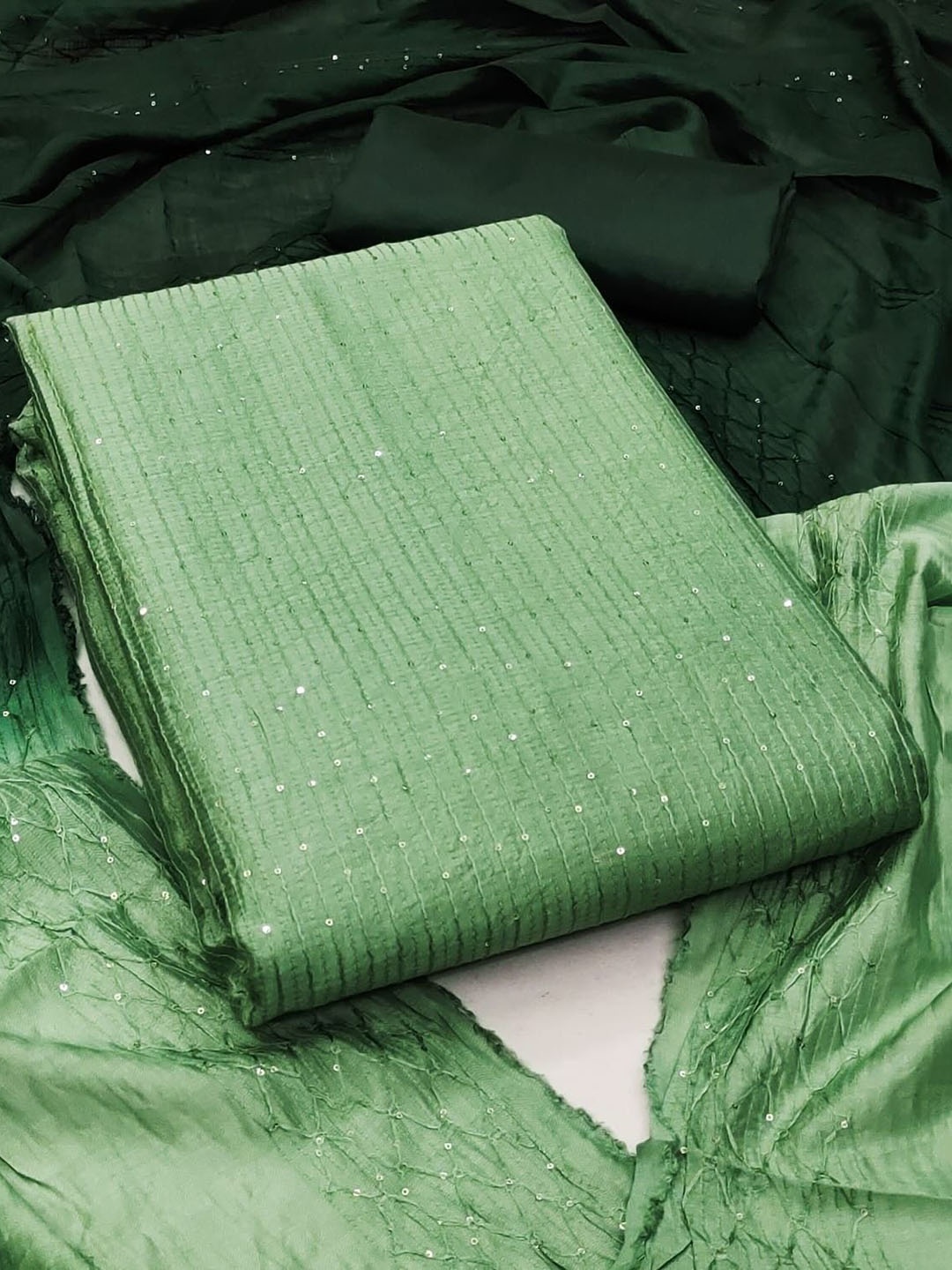 

mimi design Unstitched Dress Material, Green