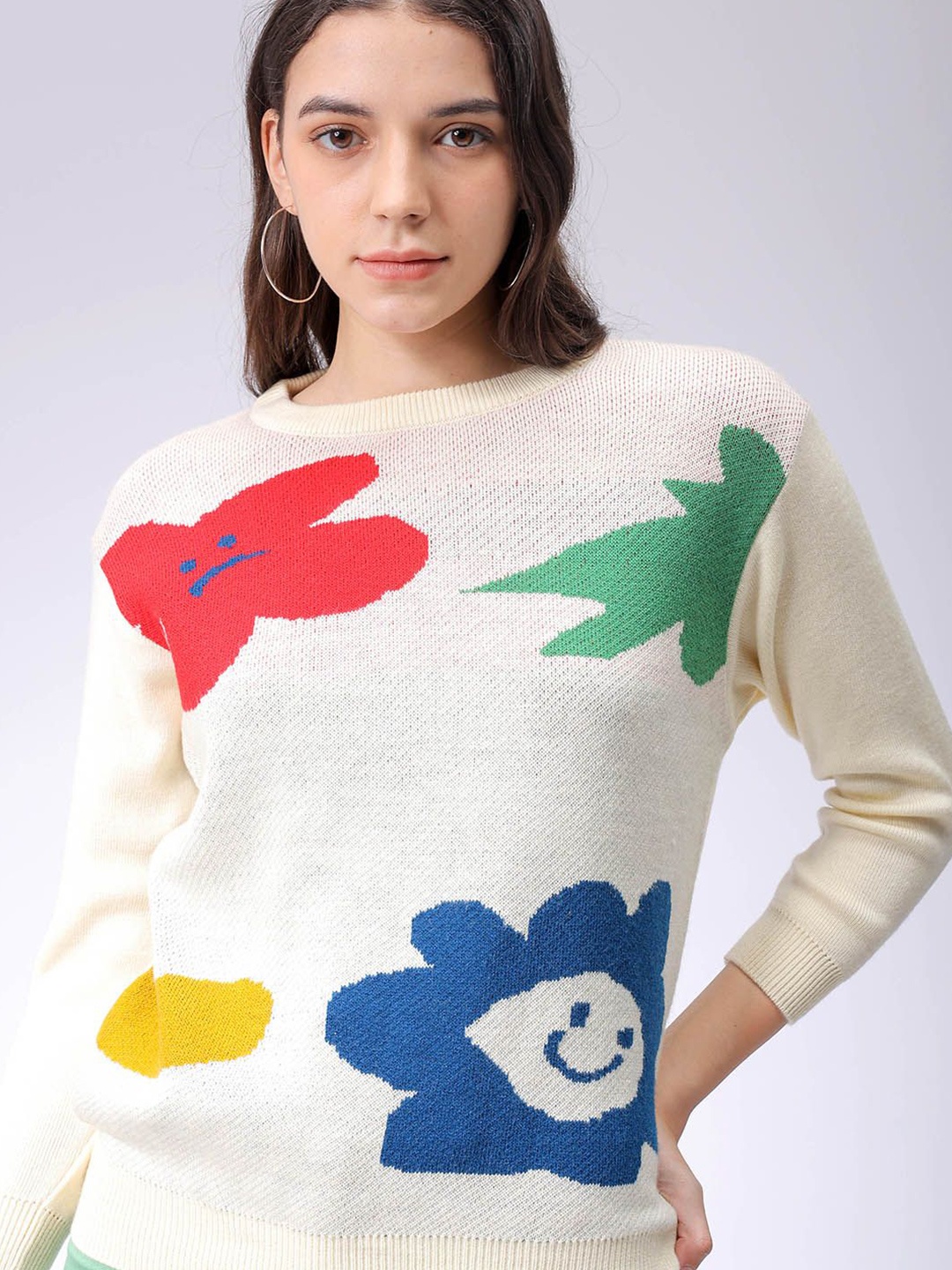

Freehand by The Indian Garage Co Women Floral Pullover, White