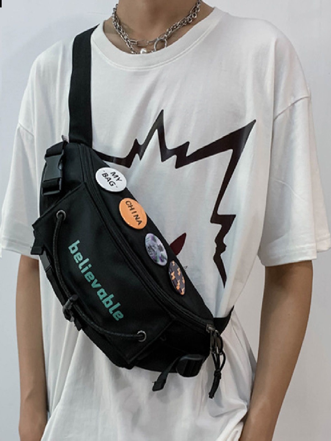 

StyleCast Black Typography Printed Stylish Fanny Pack