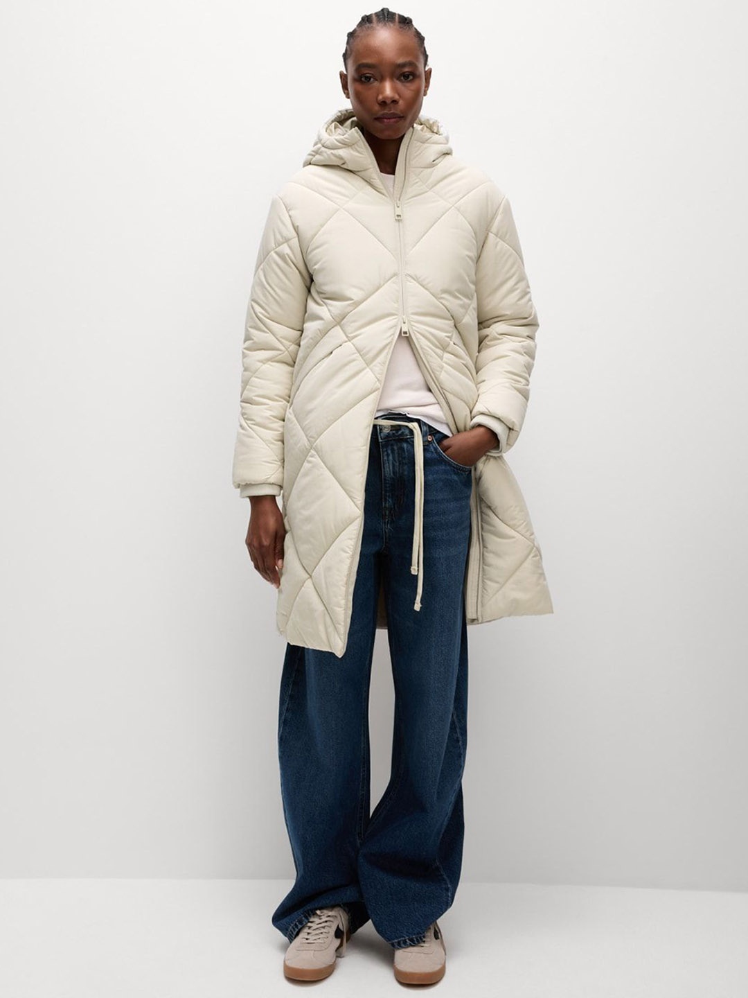 

Marks & Spencer Long Sleeve Quilted Padded Jacket, Beige