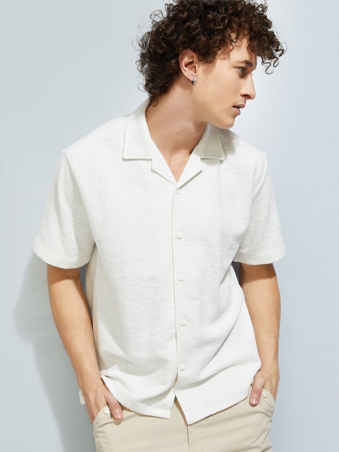 

MAX URB_N Men Woven Regular Fit Resort Shirt, White