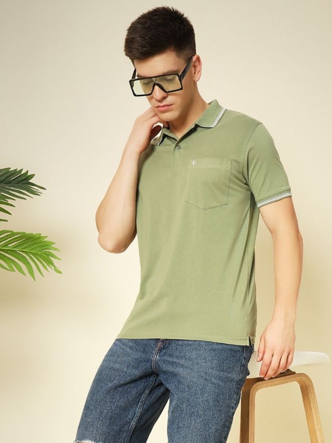 

UNIBERRY Men Polo Collar T-shirt, Sea green