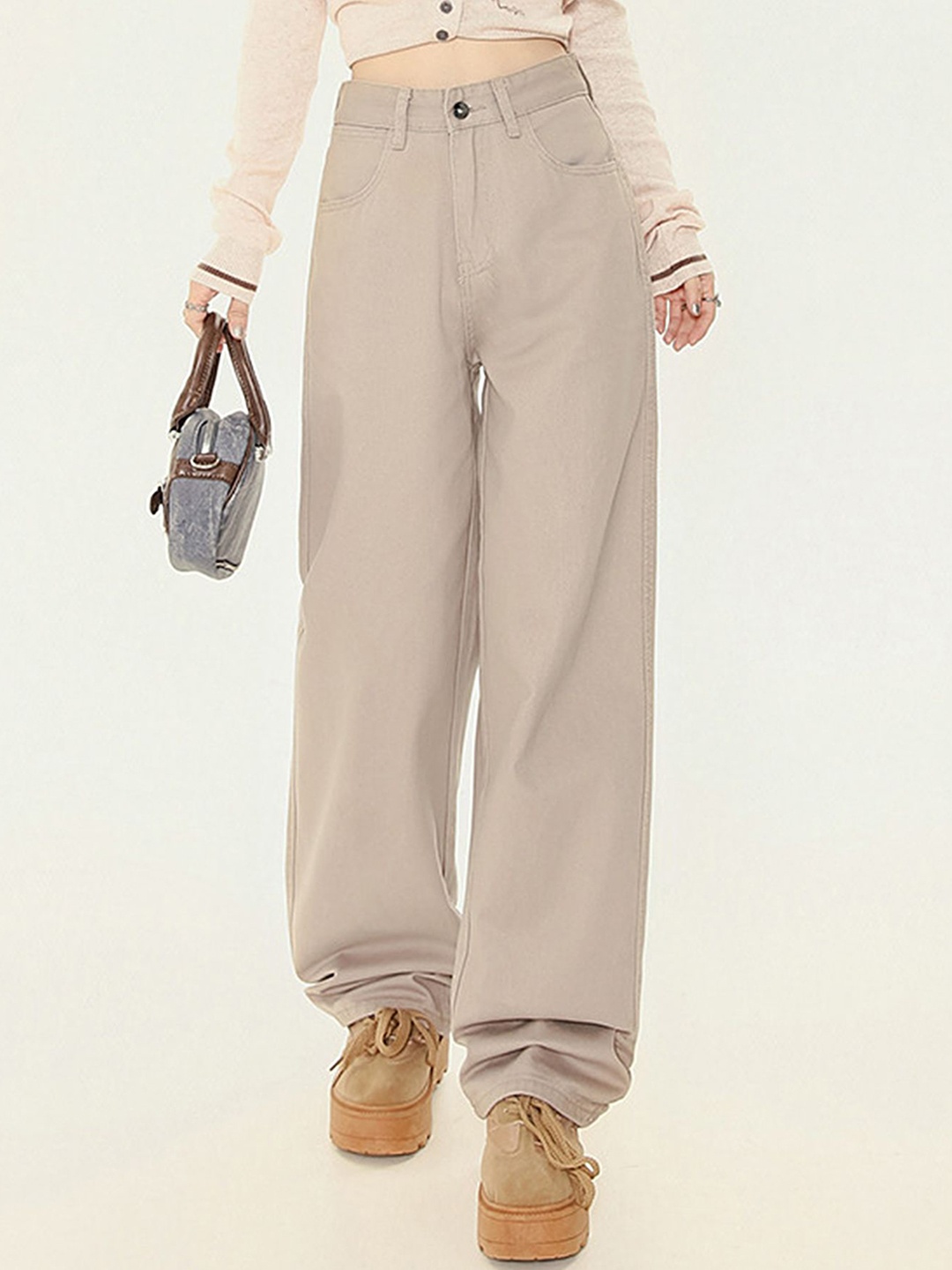 

LULU & SKY Women Wide Leg High-Rise Jeans, Khaki