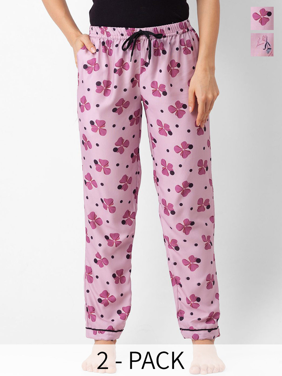

FashionRack Women Pack Of 2 Printed Lounge Pants, Pink
