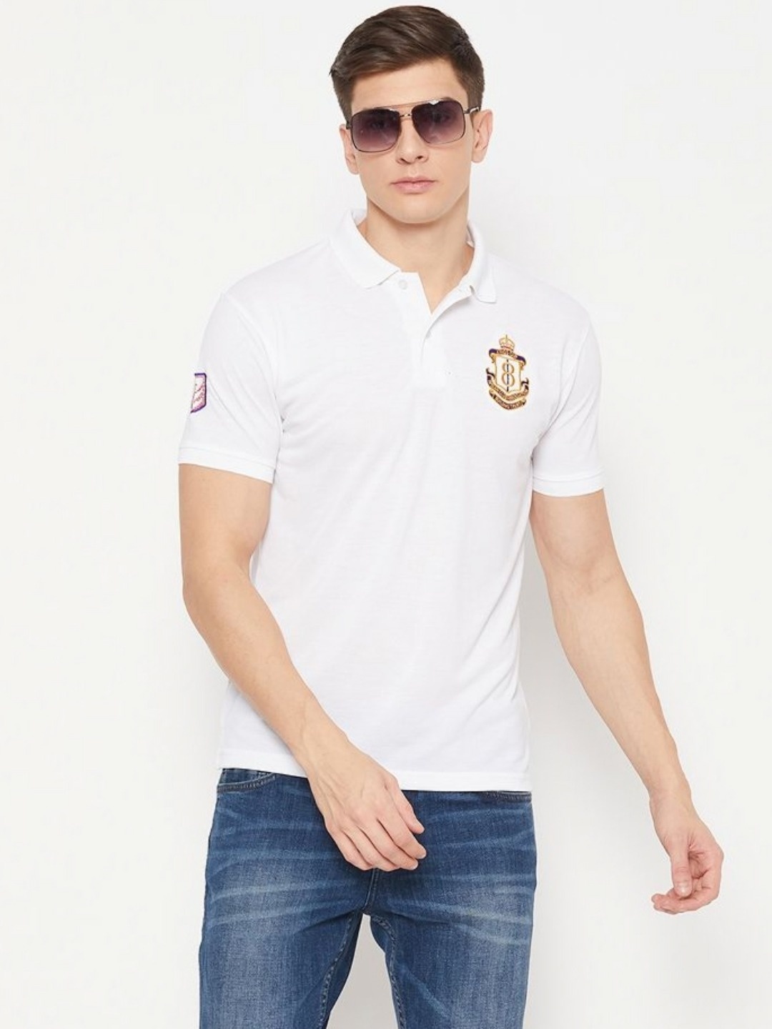 

UBX Men Polo Collar T-shirt, White