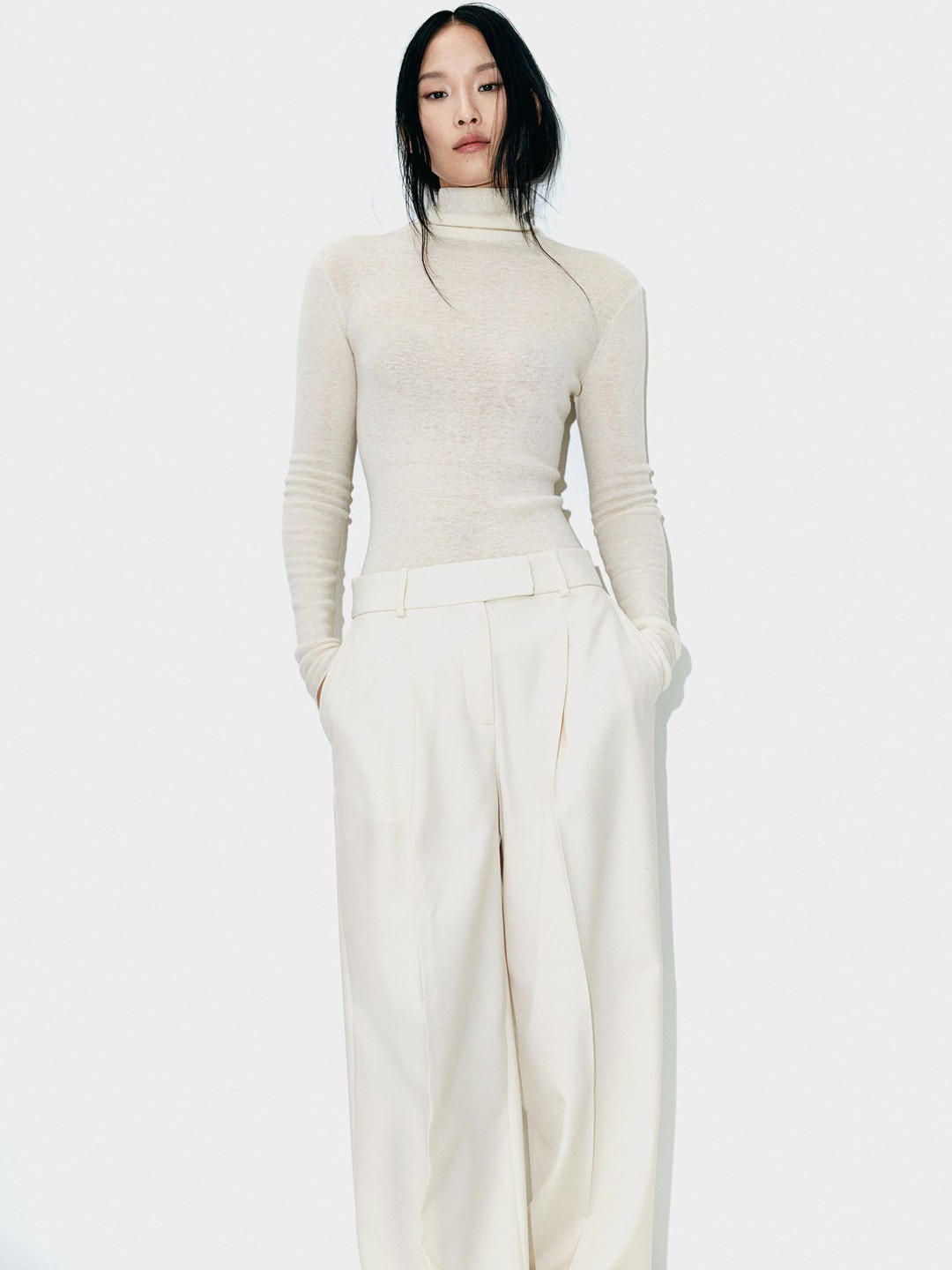 

H&M Straight Trousers, Beige