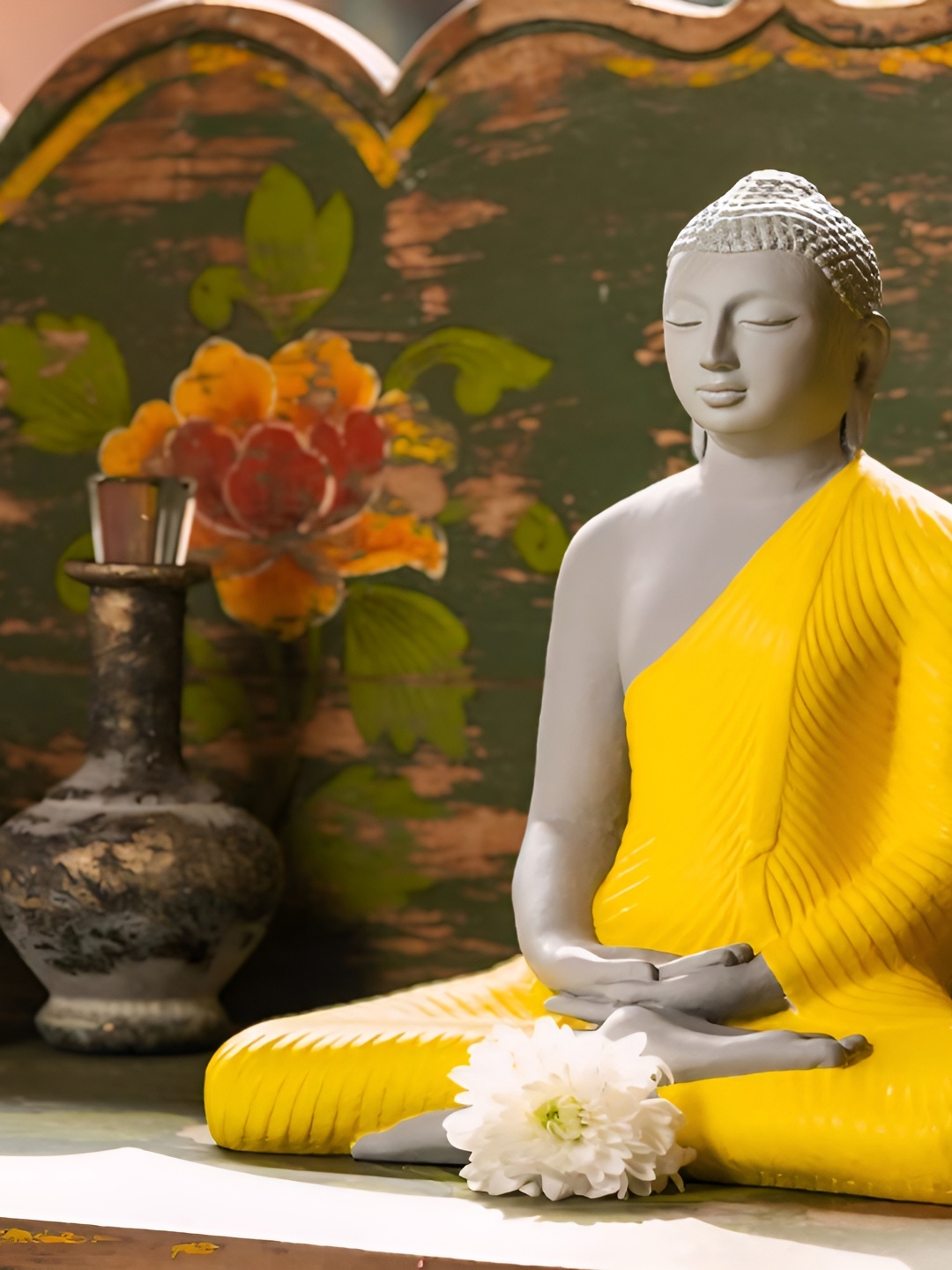 

Vrinban International Yellow Buddha Figurine Showpiece
