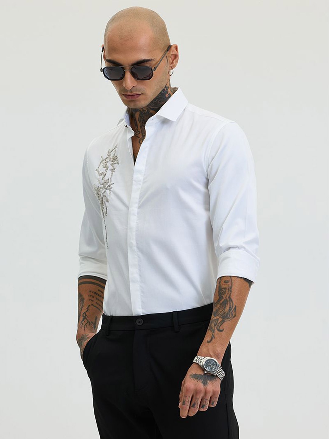

Snitch Men Smart Slim Fit Opaque Formal Shirt, White