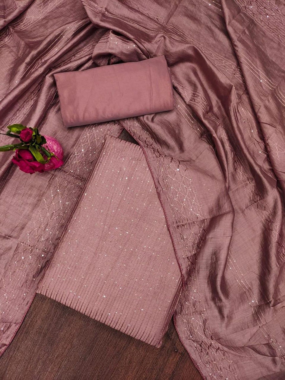 

ZEEPKART Unstitched Dress Material, Mauve