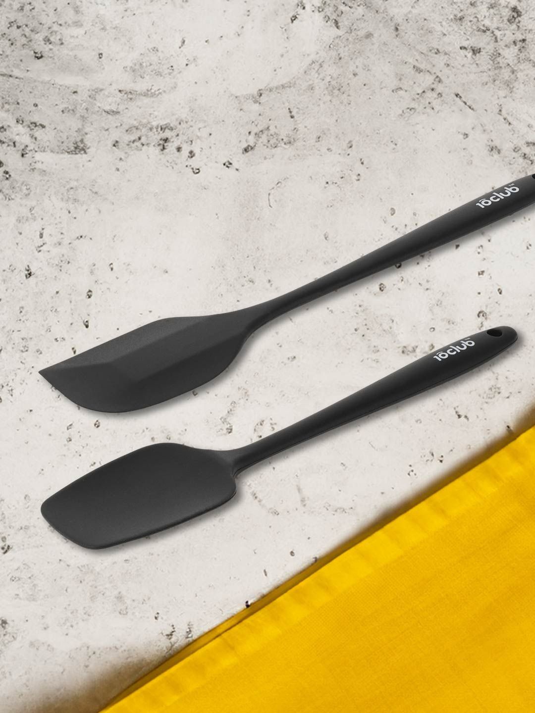 

10club Set of 2 Heat Resistant Non-Stick Silicone Spatula Combo - Black