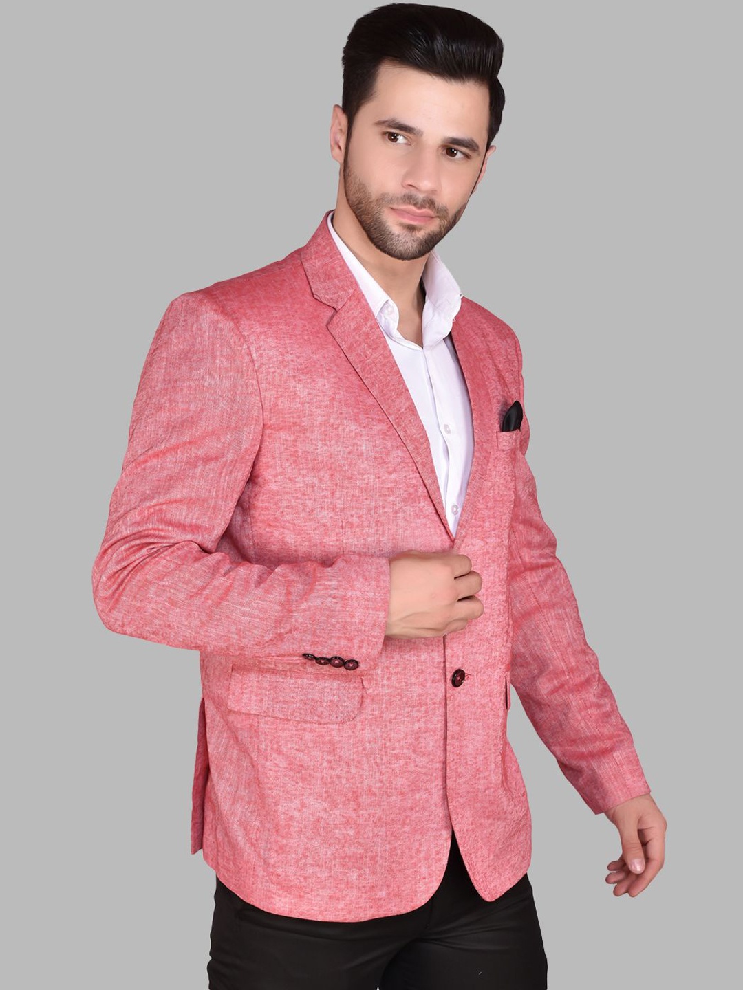 

PRINTINDIA Notched Lapel Single Breasted Blazer, Pink