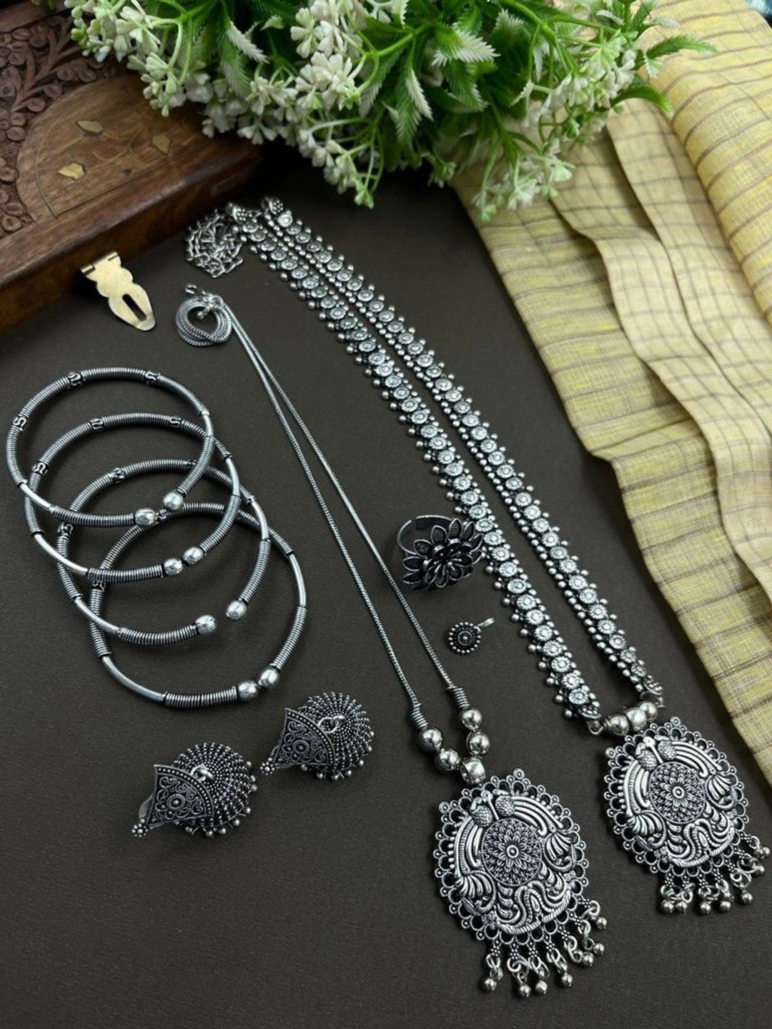 

NAMAN ARTS Silver Plated Oxidised Jewellery Set