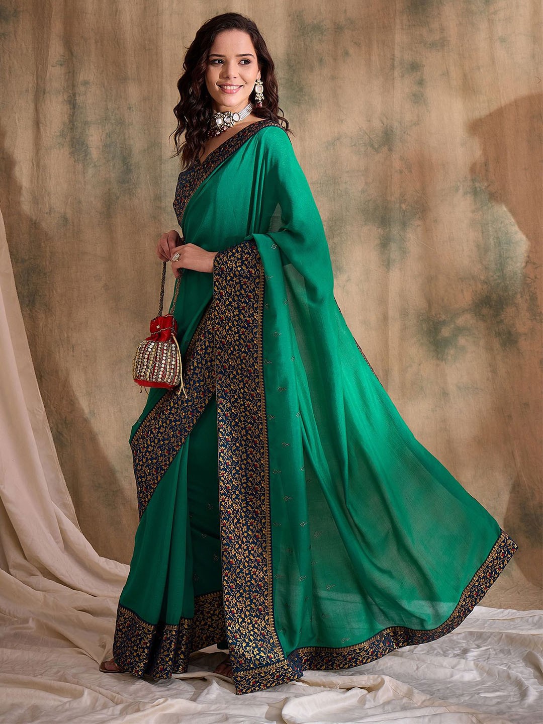 

Suha Art Silk Saree, Sea green