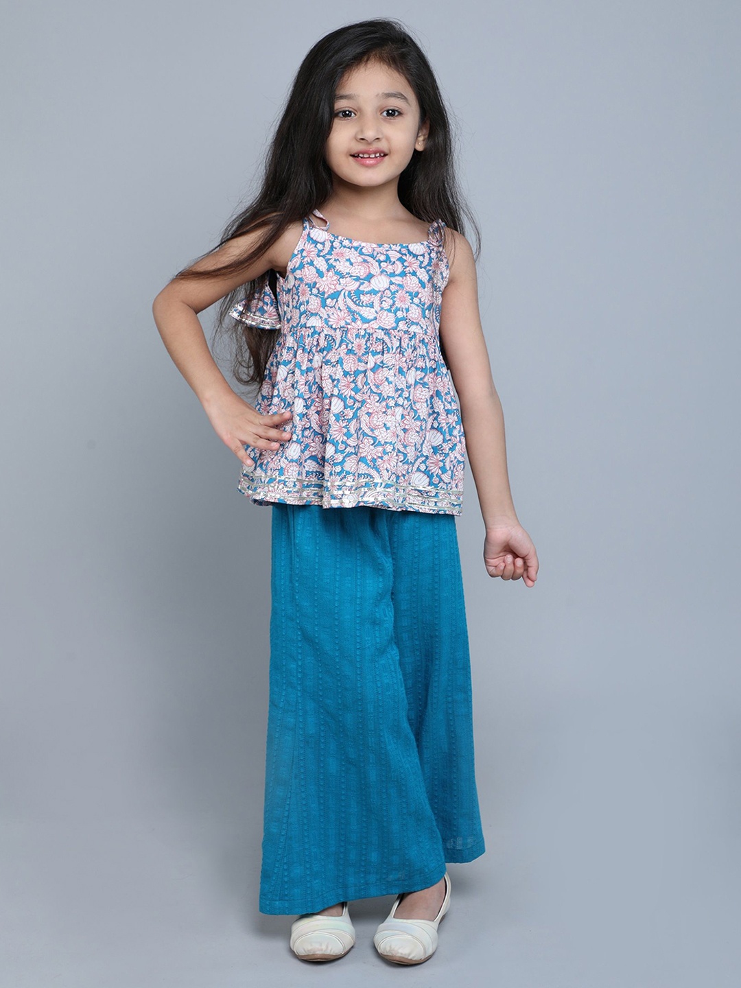 

taffykids Girls Printed Top with Trousers, Teal