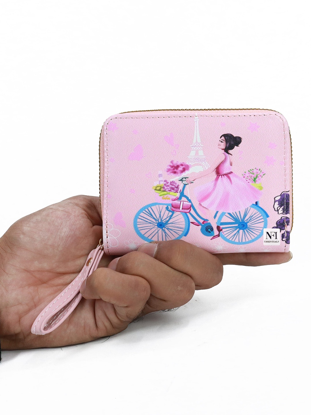 

NFI essentials Women Graphic Printed PU Zip Around Wallet, Pink