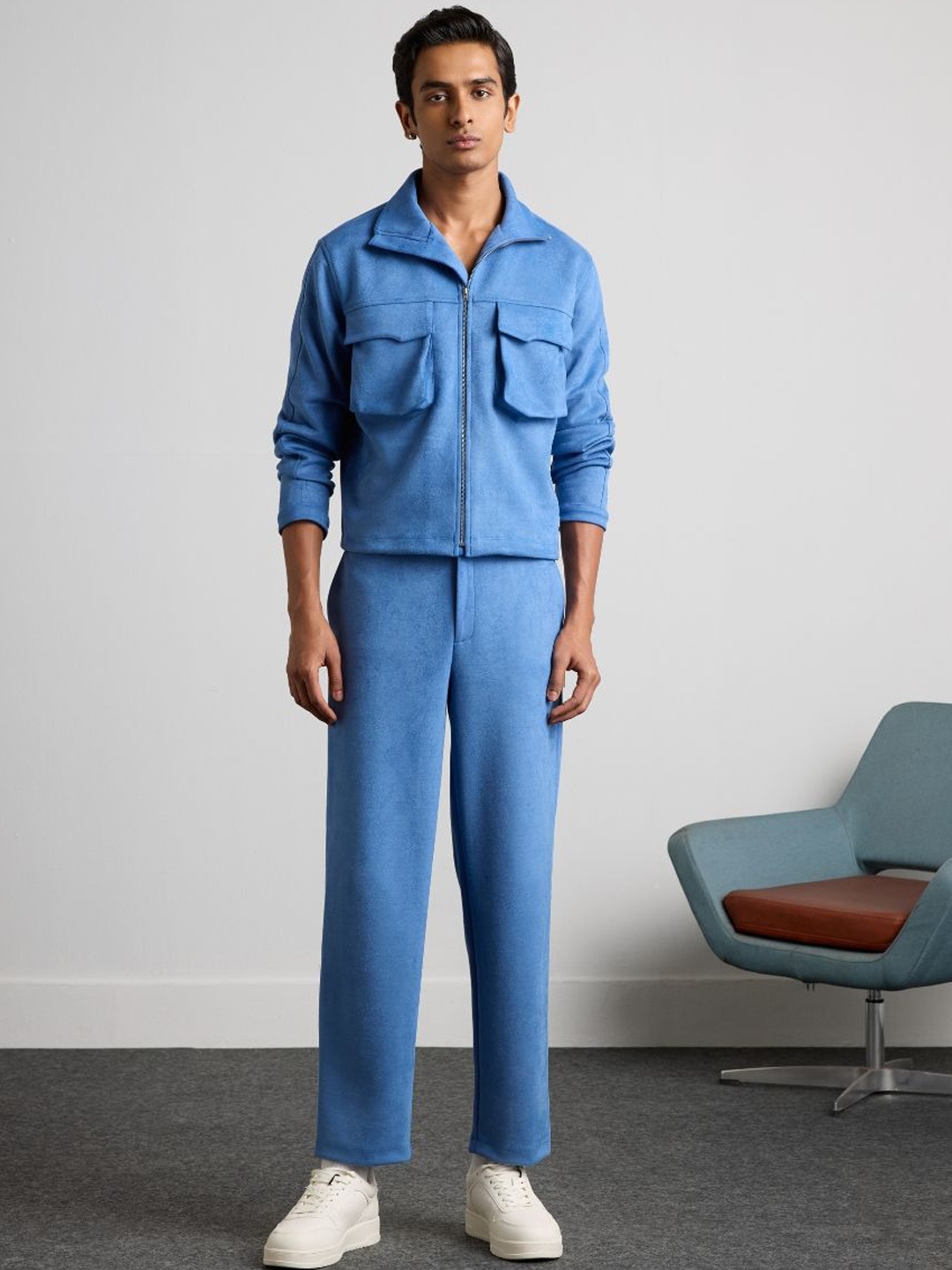 

Muvazo Spread Collar Long Sleeves Shirt With Trouser, Blue