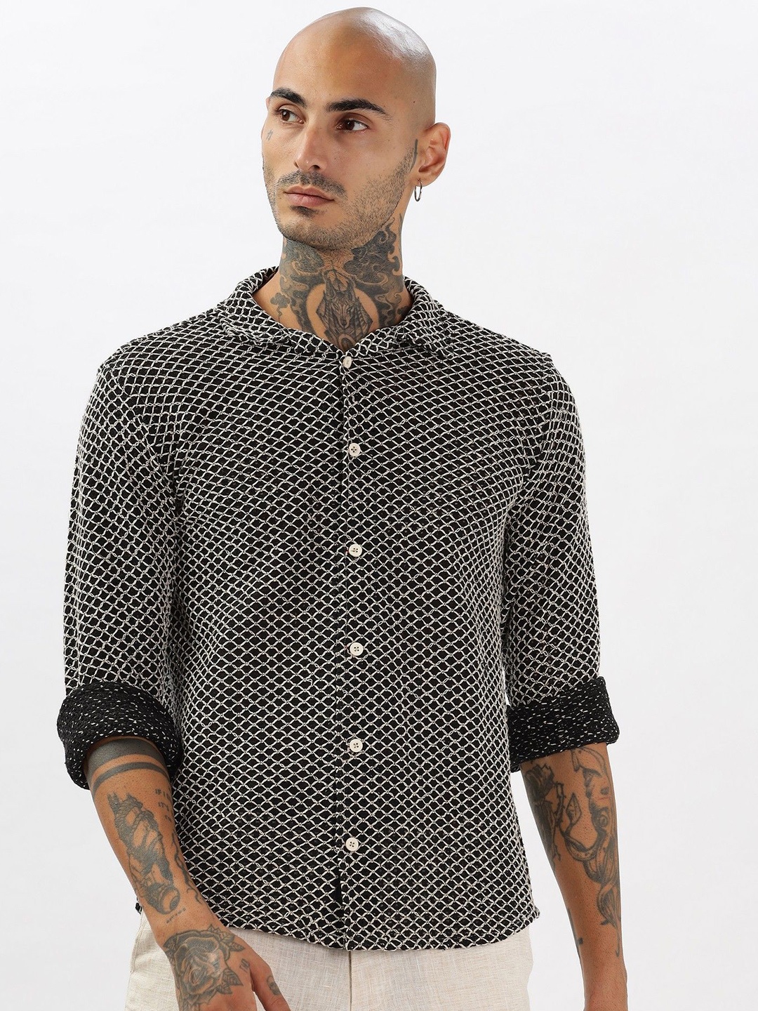 

BEVDAAS Men Comfort Opaque Casual Shirt, Black