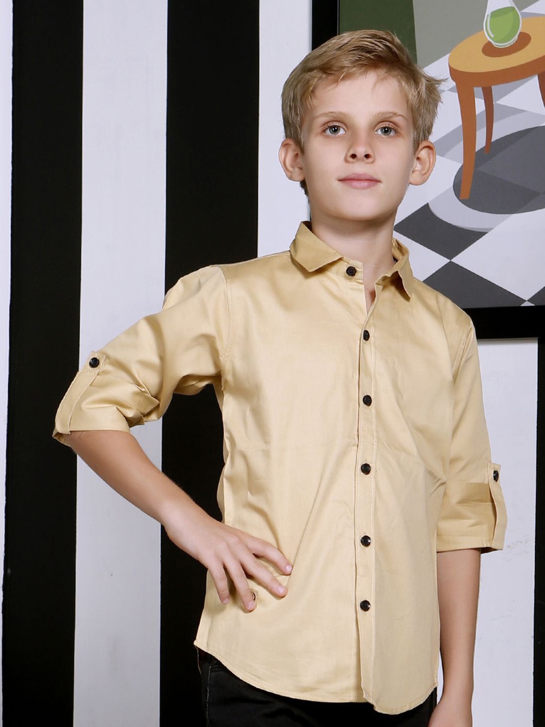 

MashUp Boys Classic Opaque Casual Shirt, Khaki