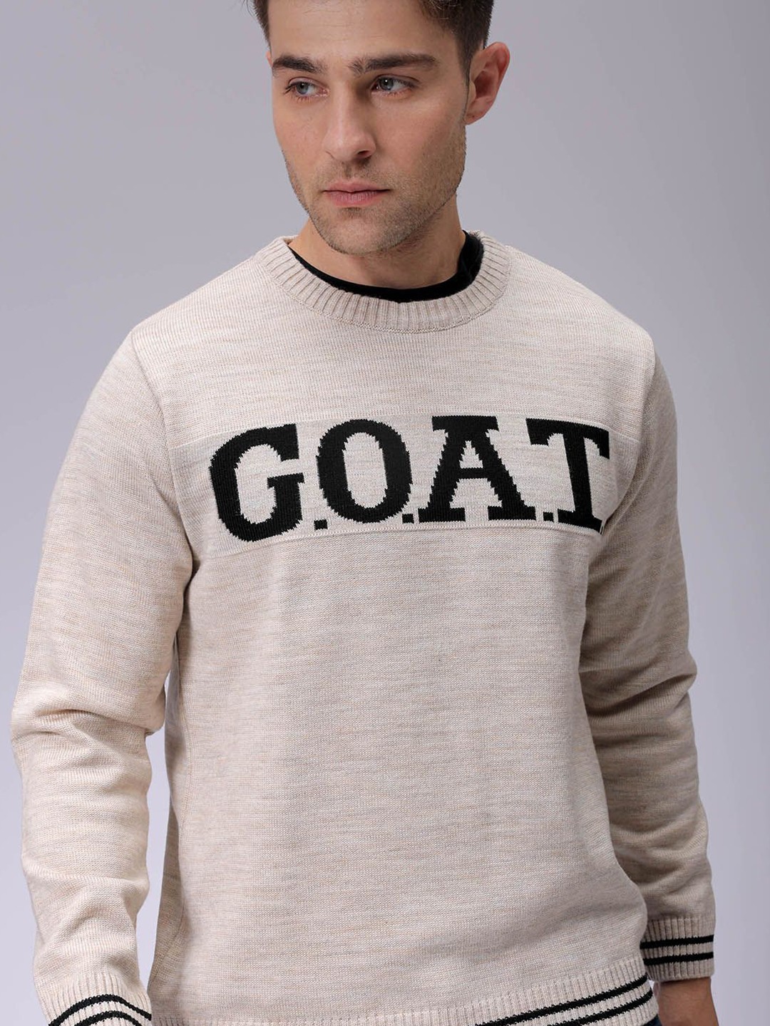 

The Indian Garage Co Men Typography Printed Pullover, Beige