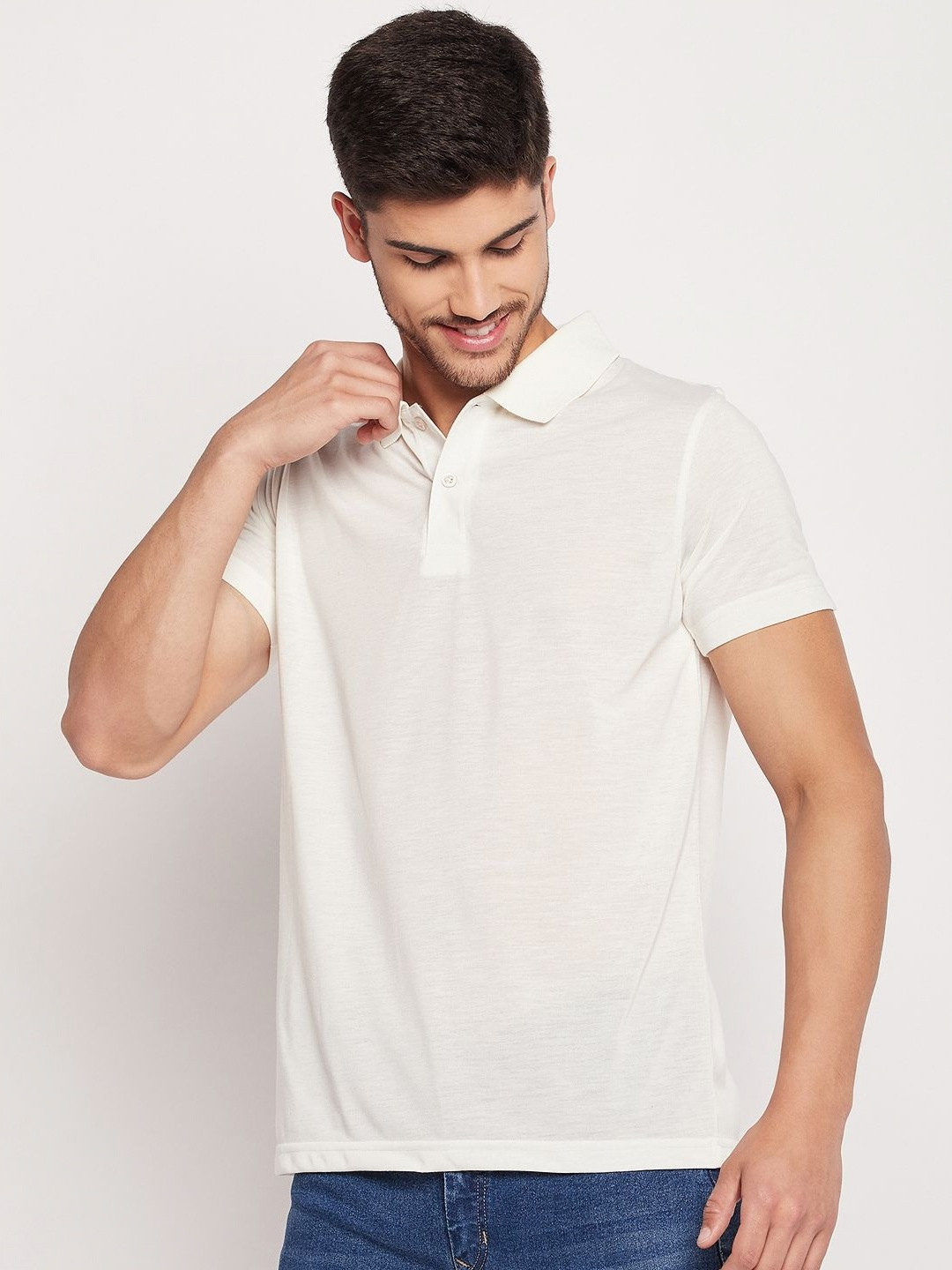 

UBX Men Polo Collar T-shirt, Off white
