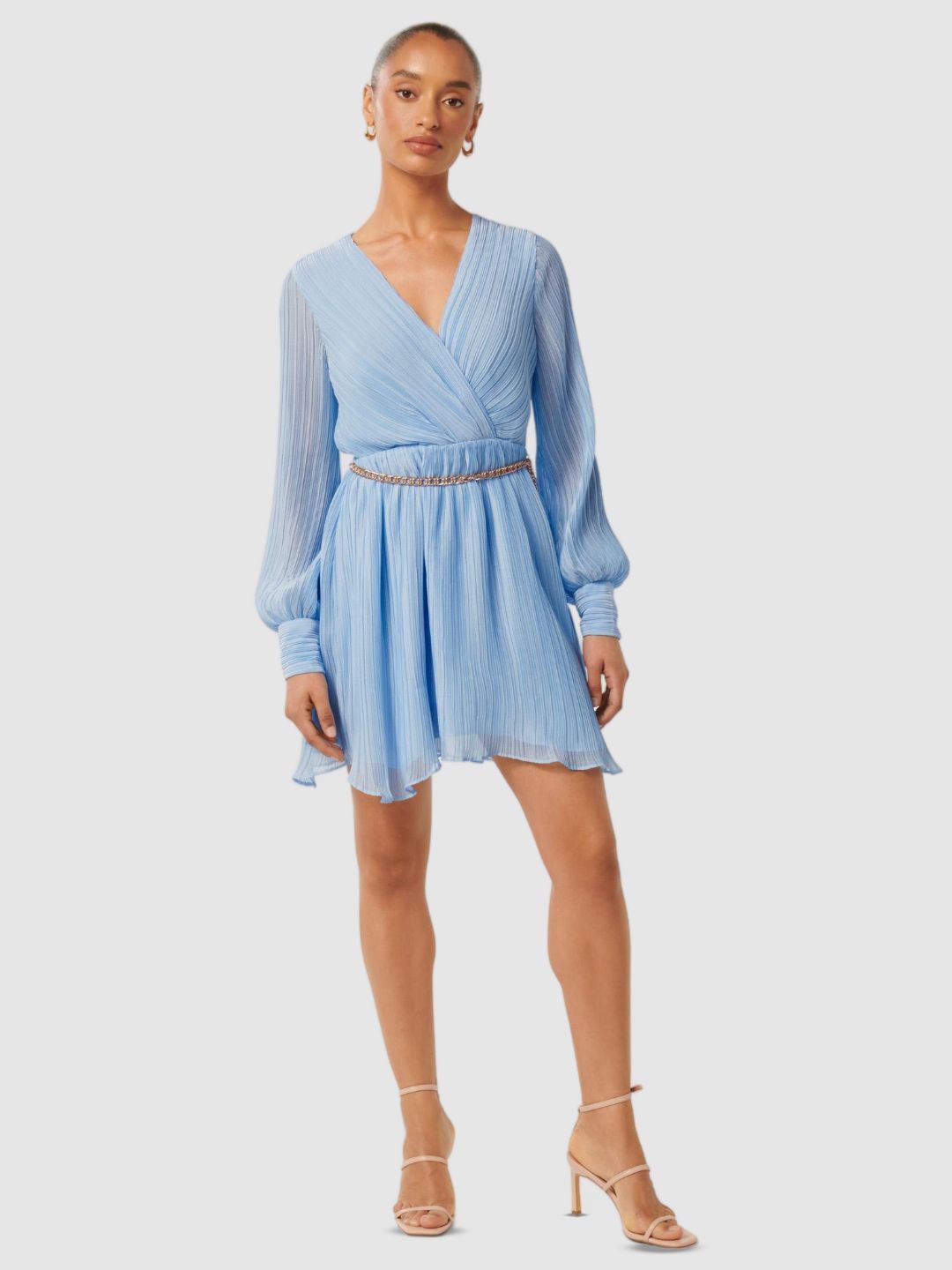 

Forever New Bishop Sleeve A-Line Mini Dress, Blue