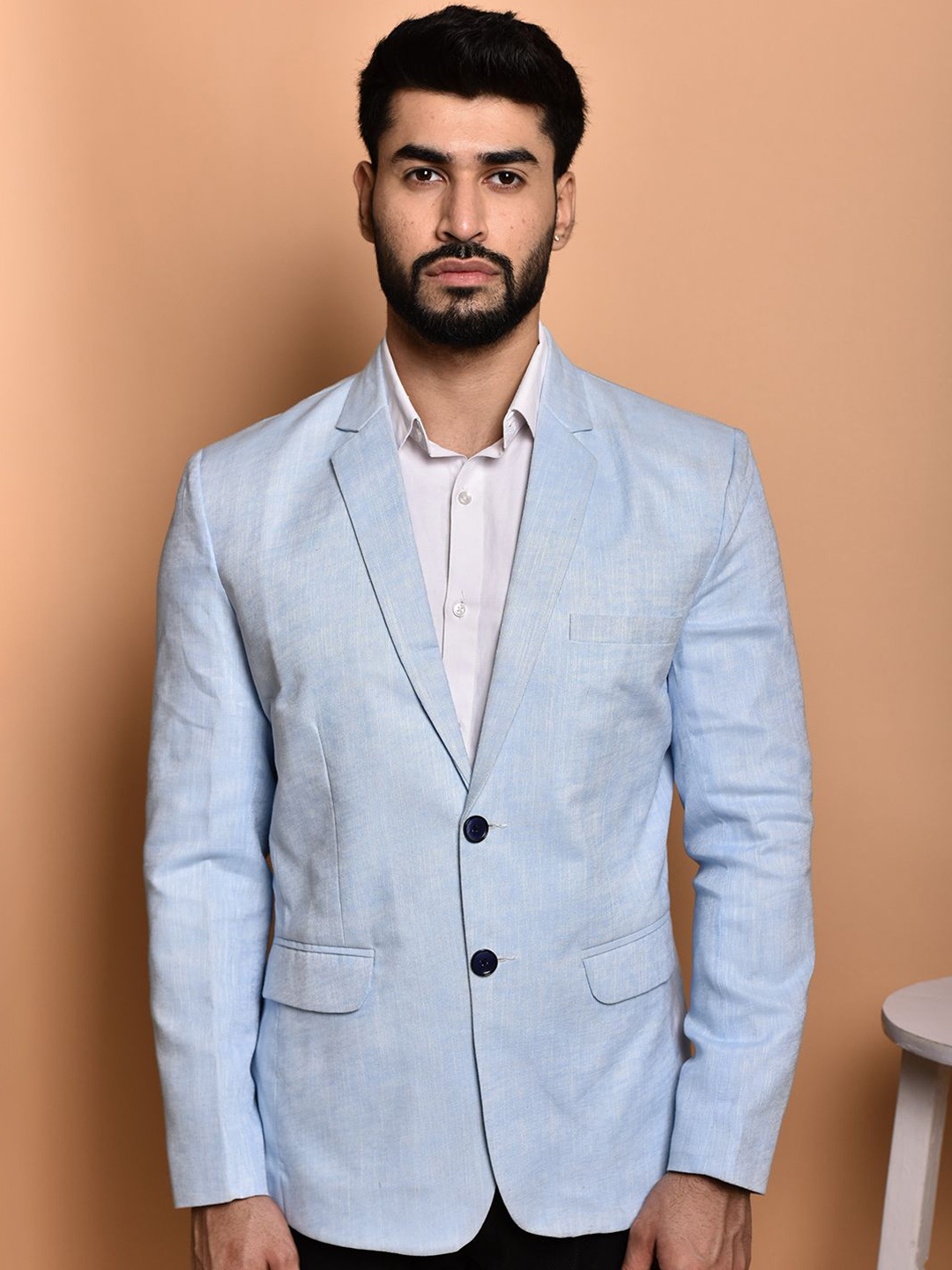 

PRINTINDIA Slim-Fit Single Breasted Blazer, Blue